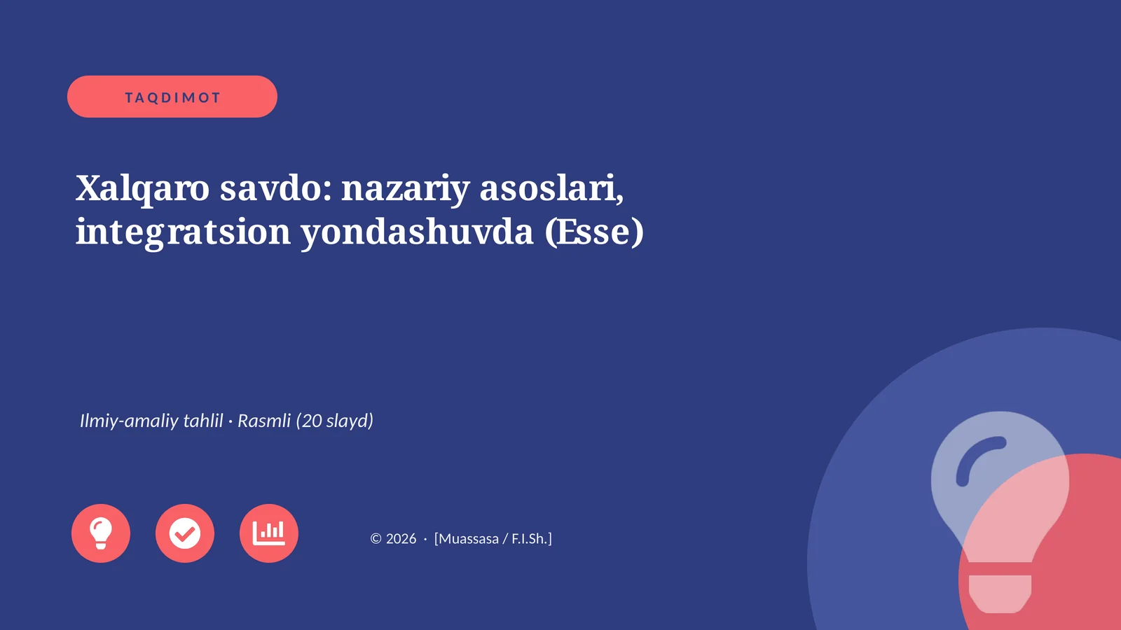 Xalqaro savdo: nazariy asoslari, integratsion yondashuvda (Esse)
