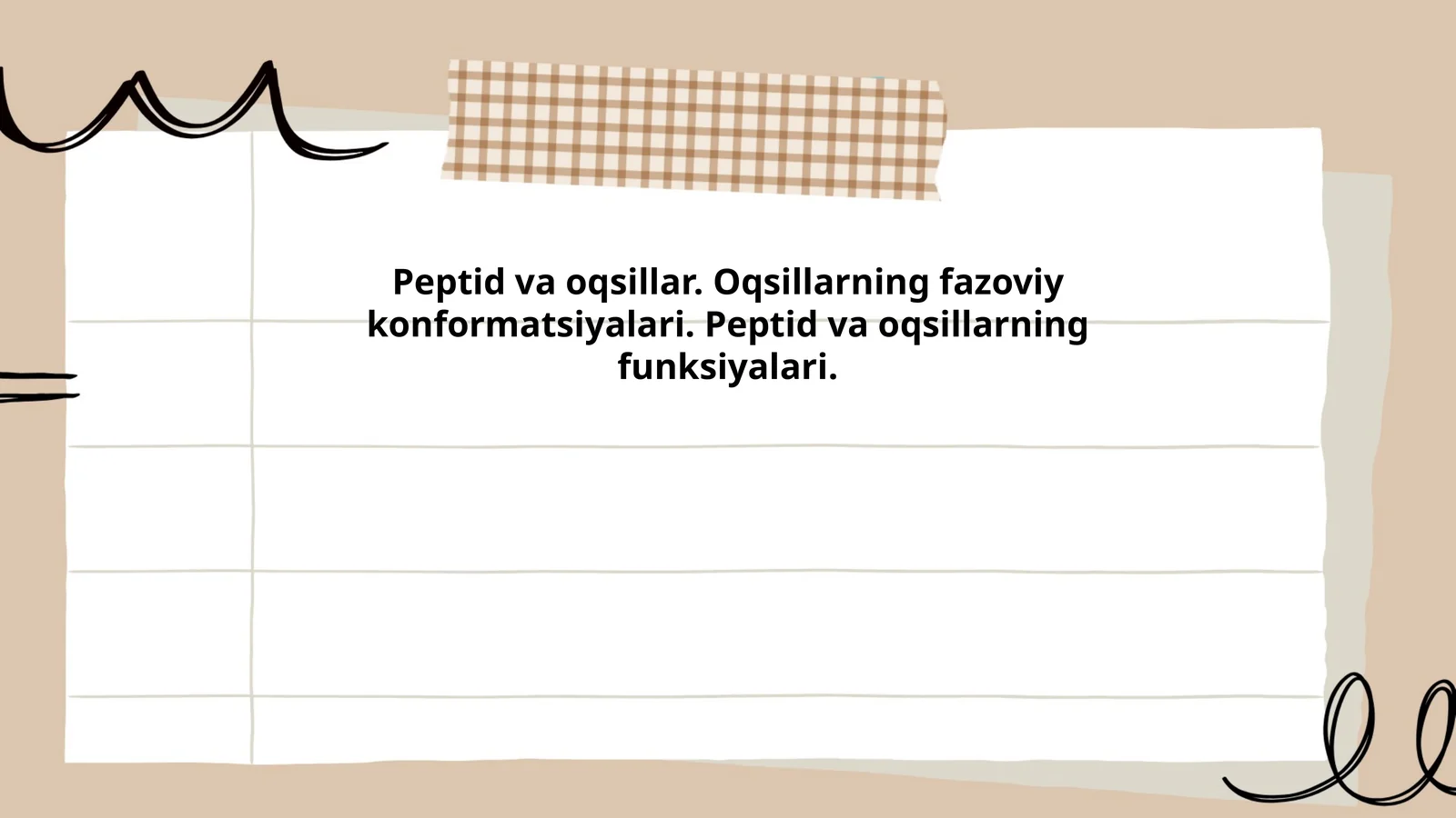 Peptidlar tuzilishi va funksiyalari