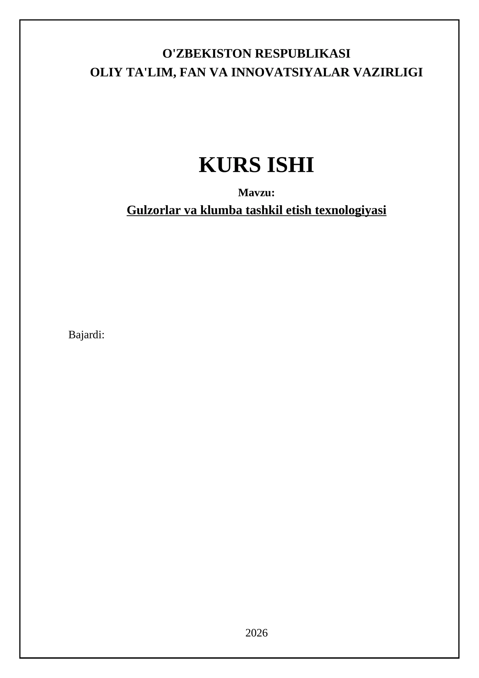 Gulzorlar va klumba tashkil etish texnologiyasi
