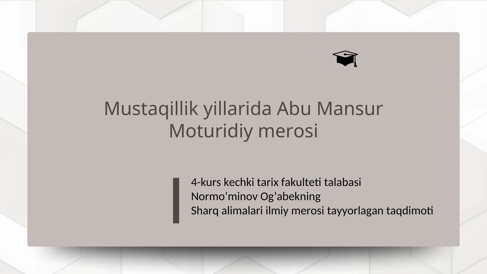 Mustaqillik yillarida Abu Mansur Moturidiy merosi
