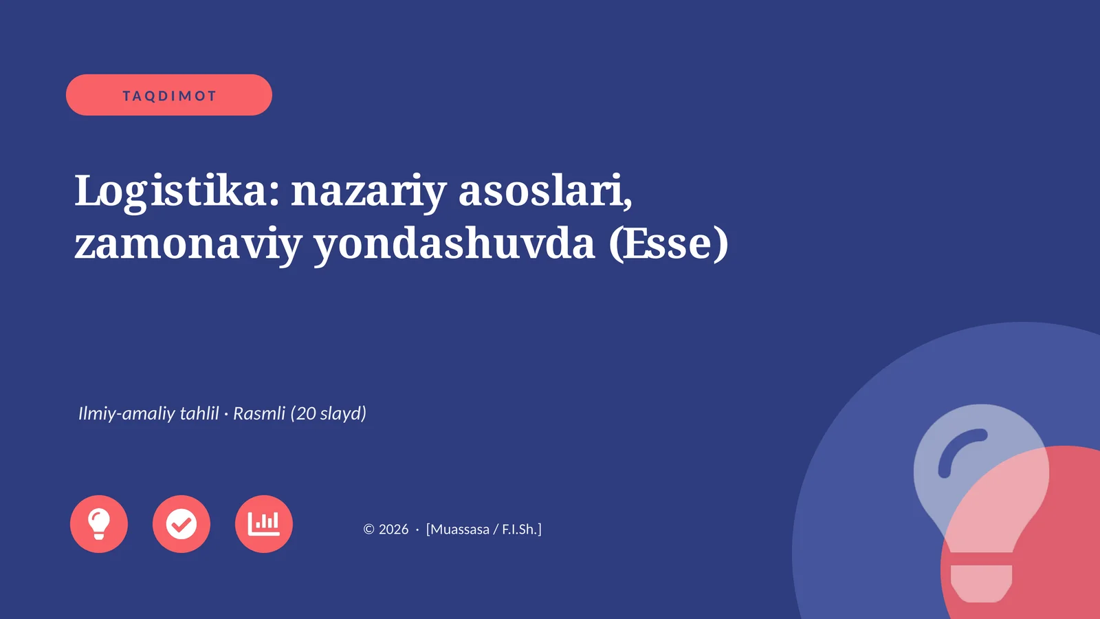 Logistika: nazariy asoslari, zamonaviy yondashuvda (Esse)