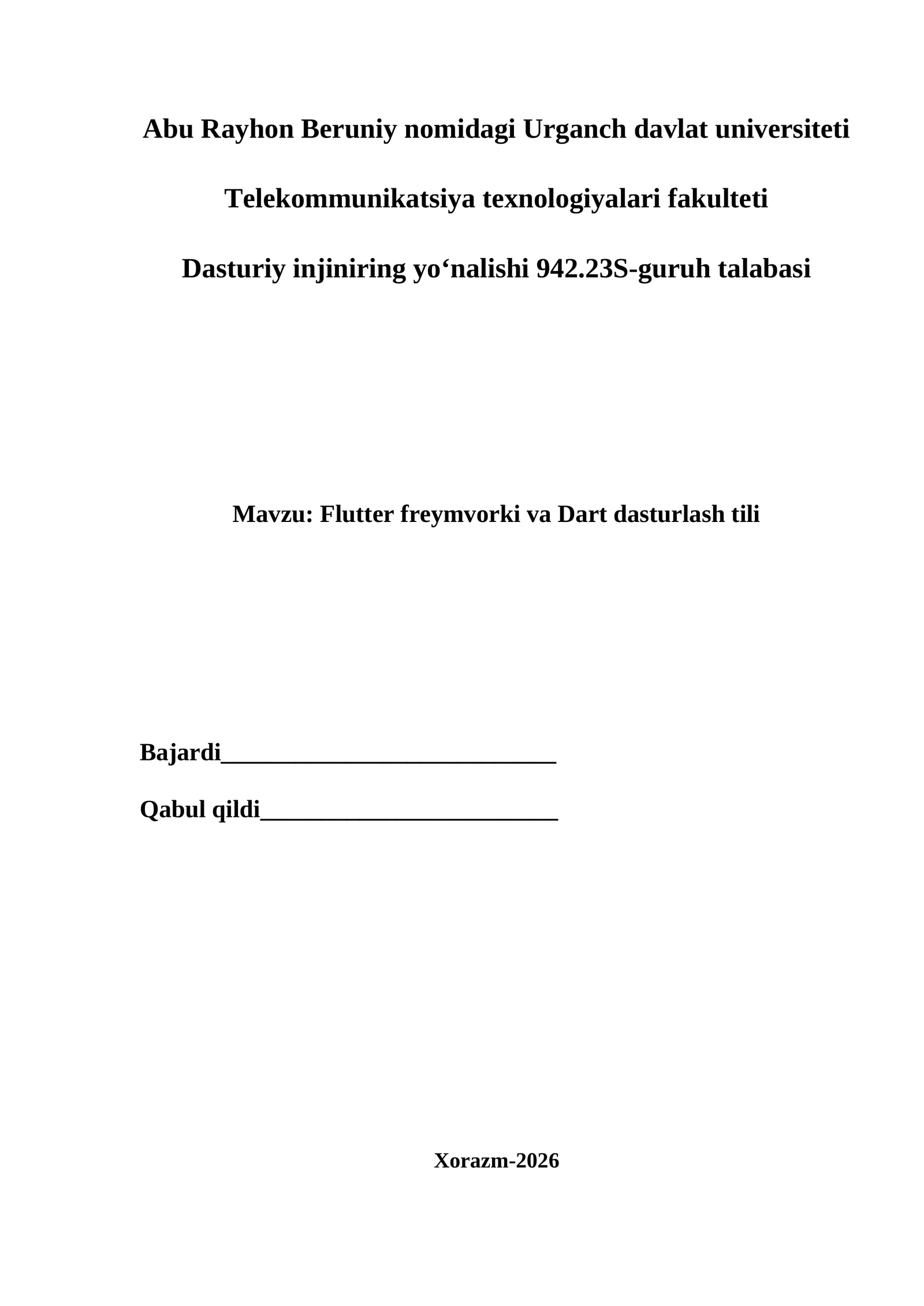 Flutter freymvorki va Dart dasturlash tili