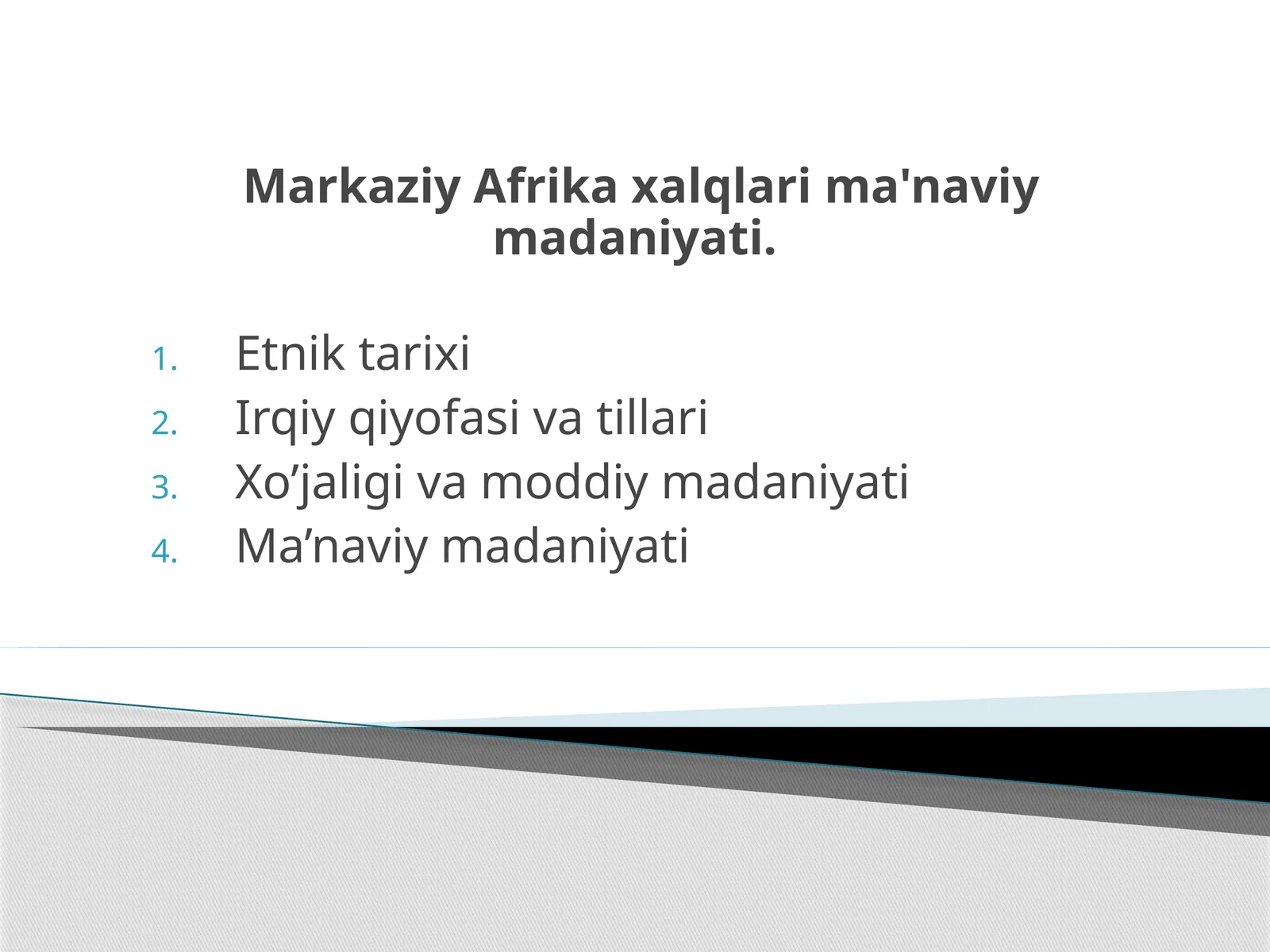 Markaziy Afrika xalqlari ma'naviy madaniyati