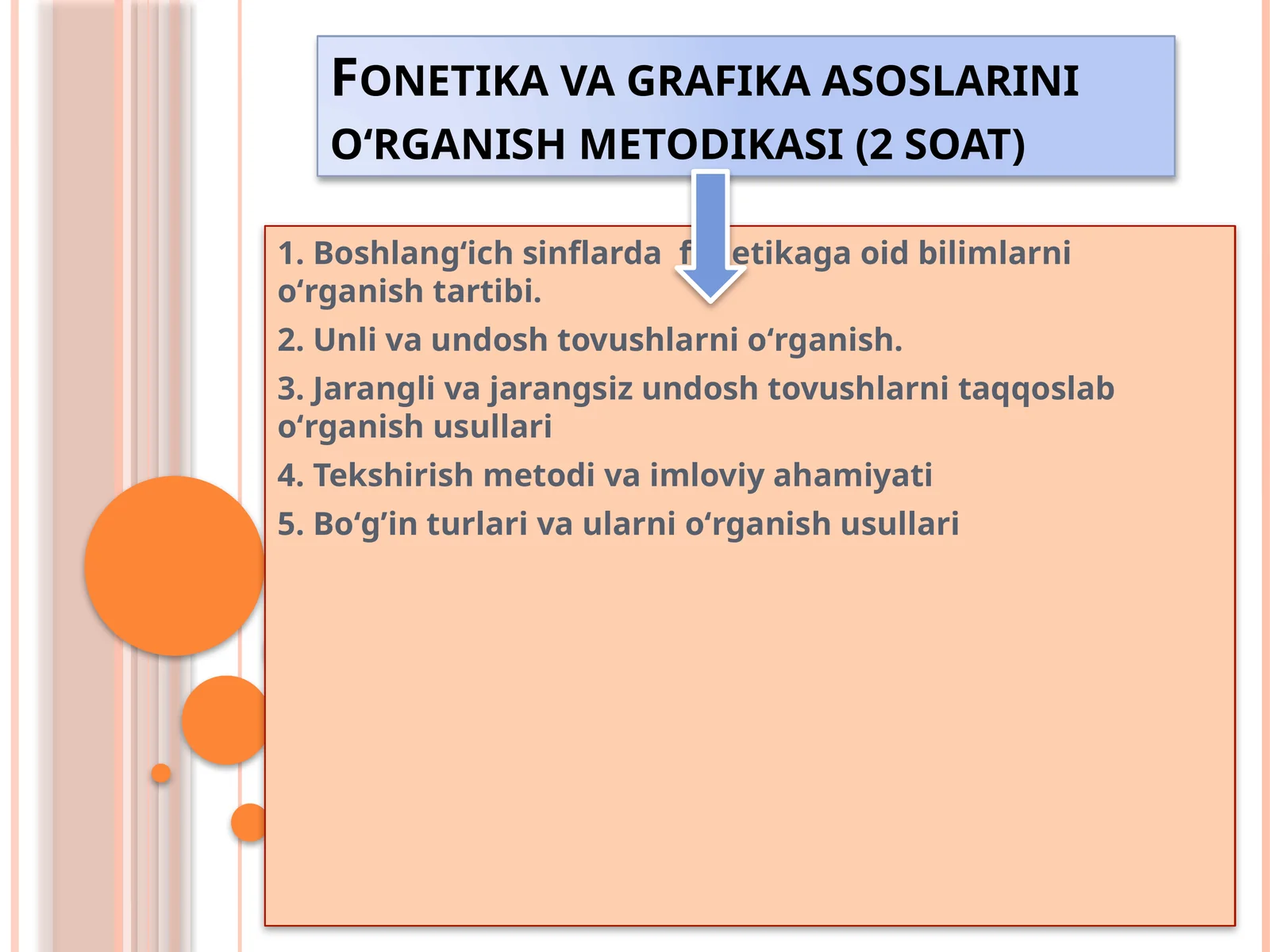 Fonetika va grafika asoslarini oʻrganish metodikasi