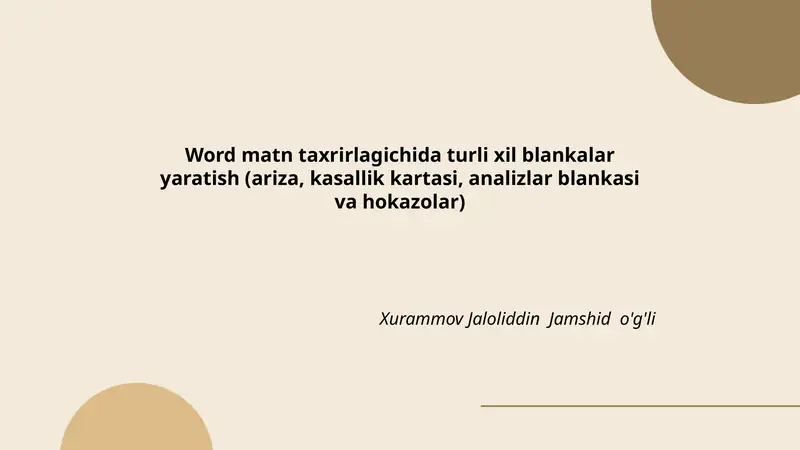 Word matn taxrirlagichida turli xil blankalar yaratish