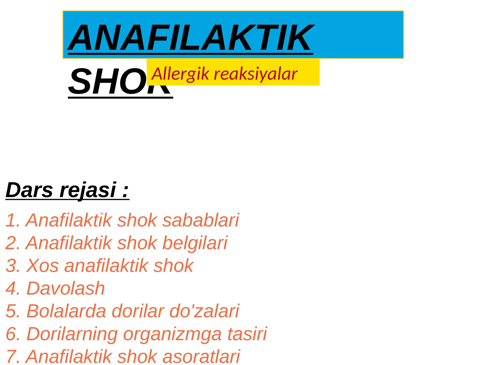 anafilaktik shok
