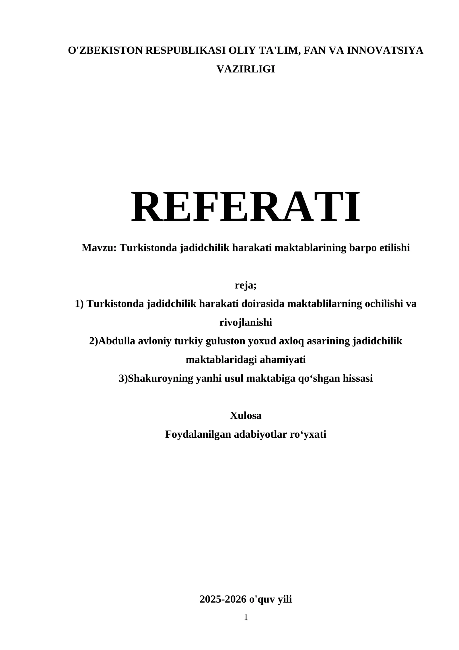 Turkistonda jadidchilik harakati maktablarining barpo etilishi