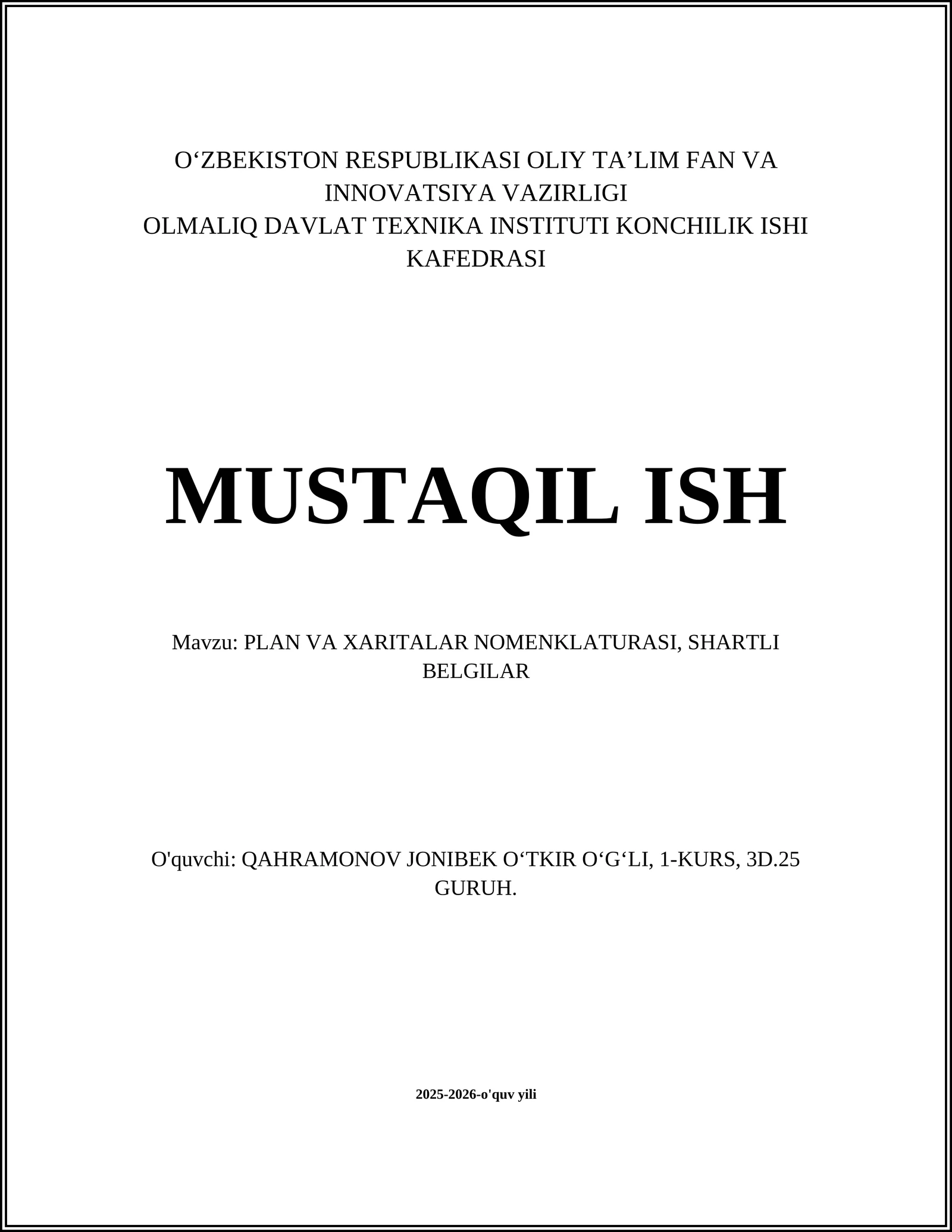 PLAN VA XARITALAR NOMENKLATURASI, SHARTLI BELGILAR