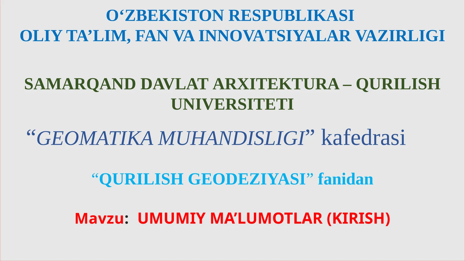 Qurilish Geodeziyasi