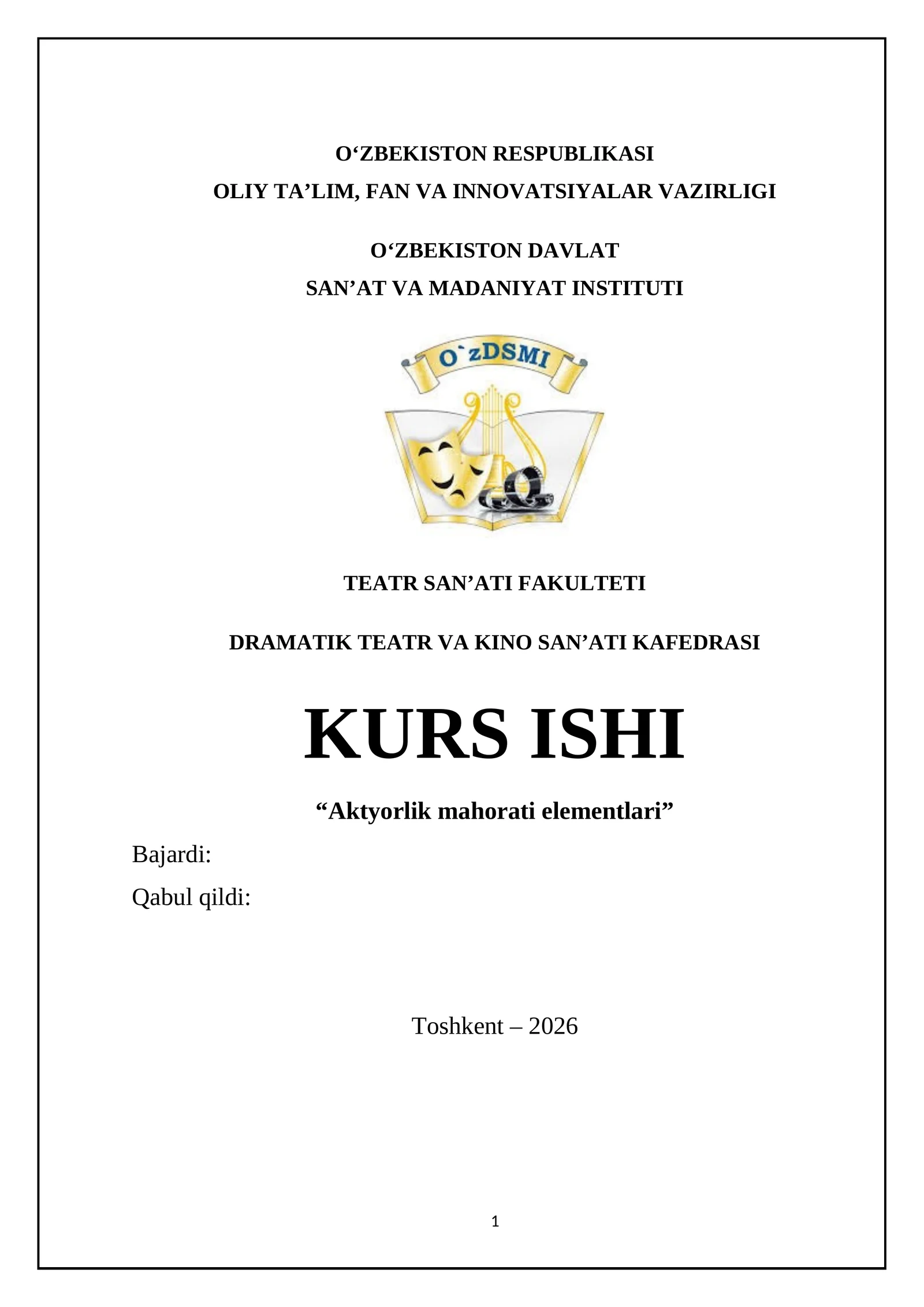 Aktyorlik mahorati elementlari