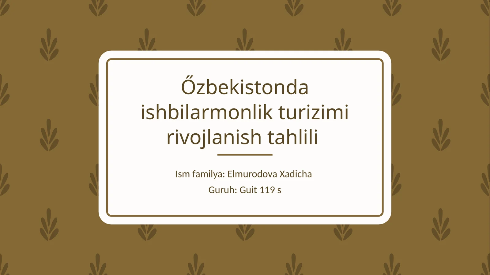 Őzbekistonda ishbilarmonlik turizmi rivojlanish tahlili