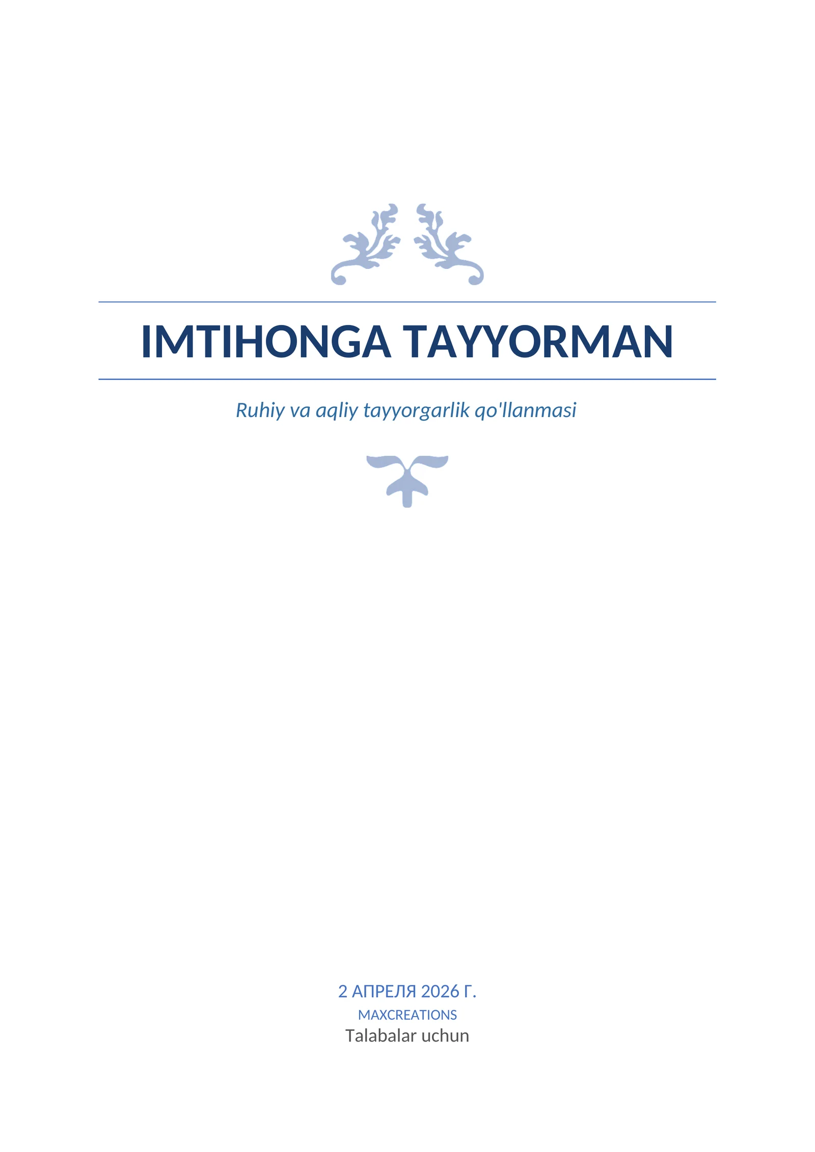 IMTIHONGA KIRISHDAN OLDIN QO'LANMANMA