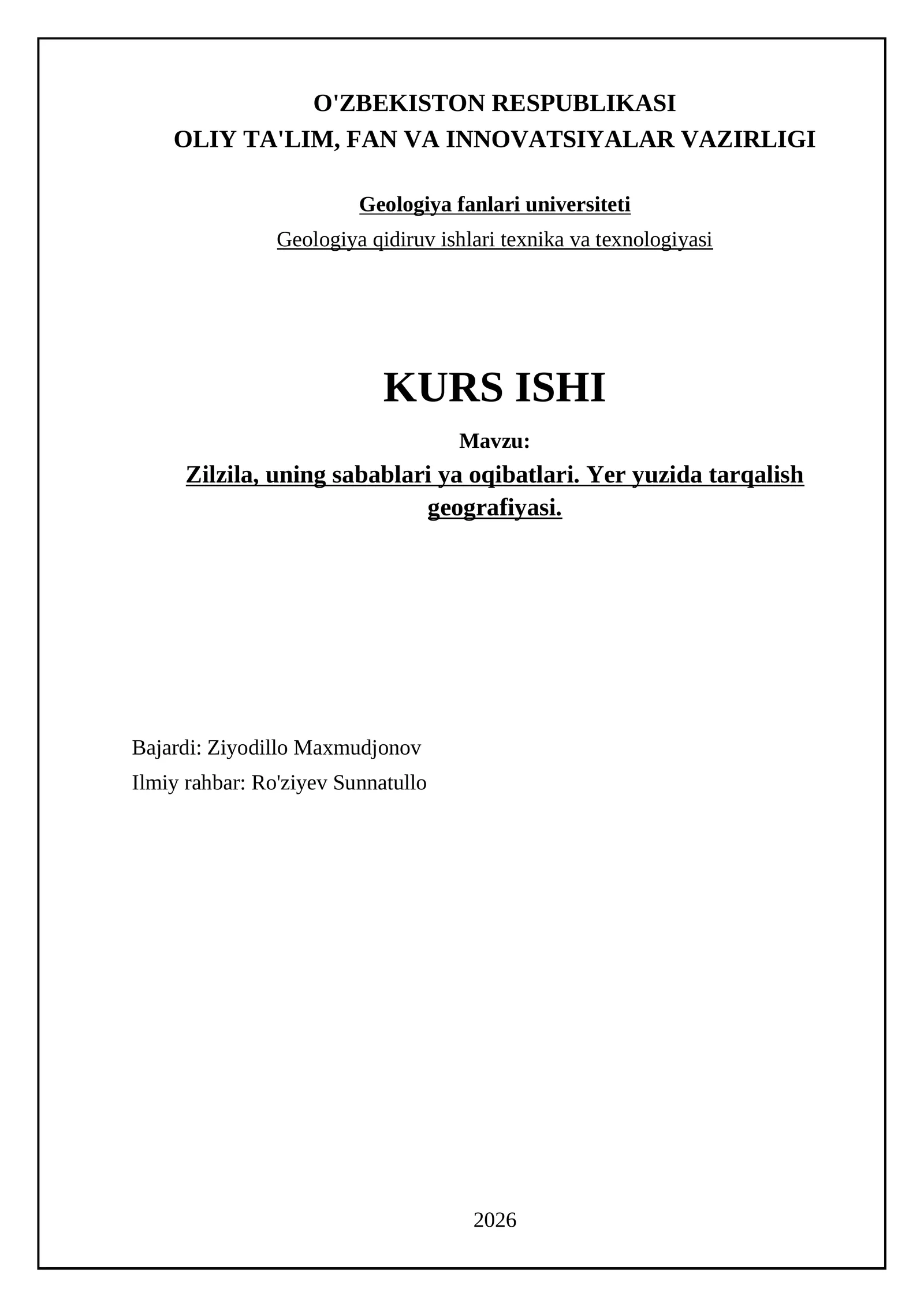 Zilzila, uning sabablari ya oqibatlari. Yer yuzida tarqalish geografiyasi