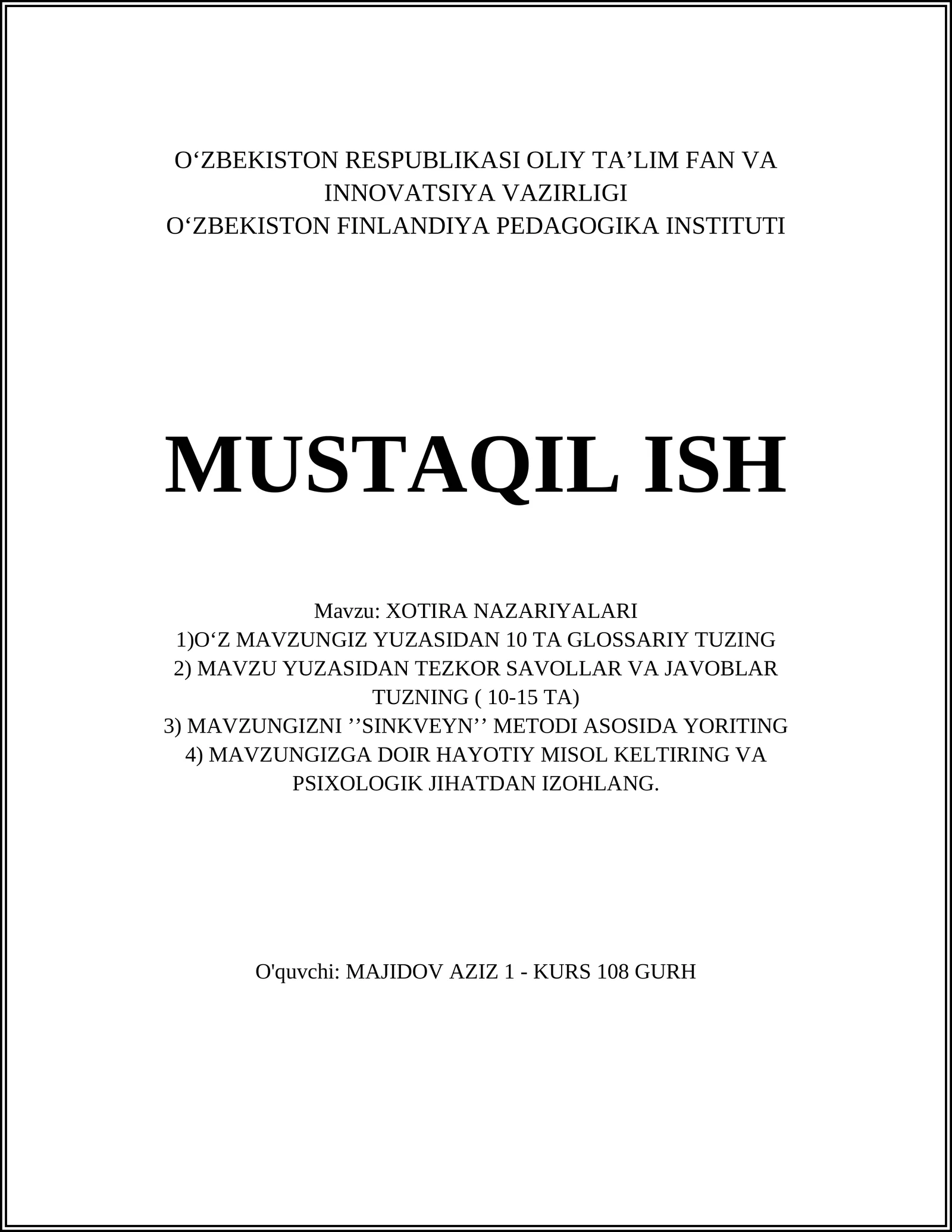 XOTIRA NAZARIYALARI