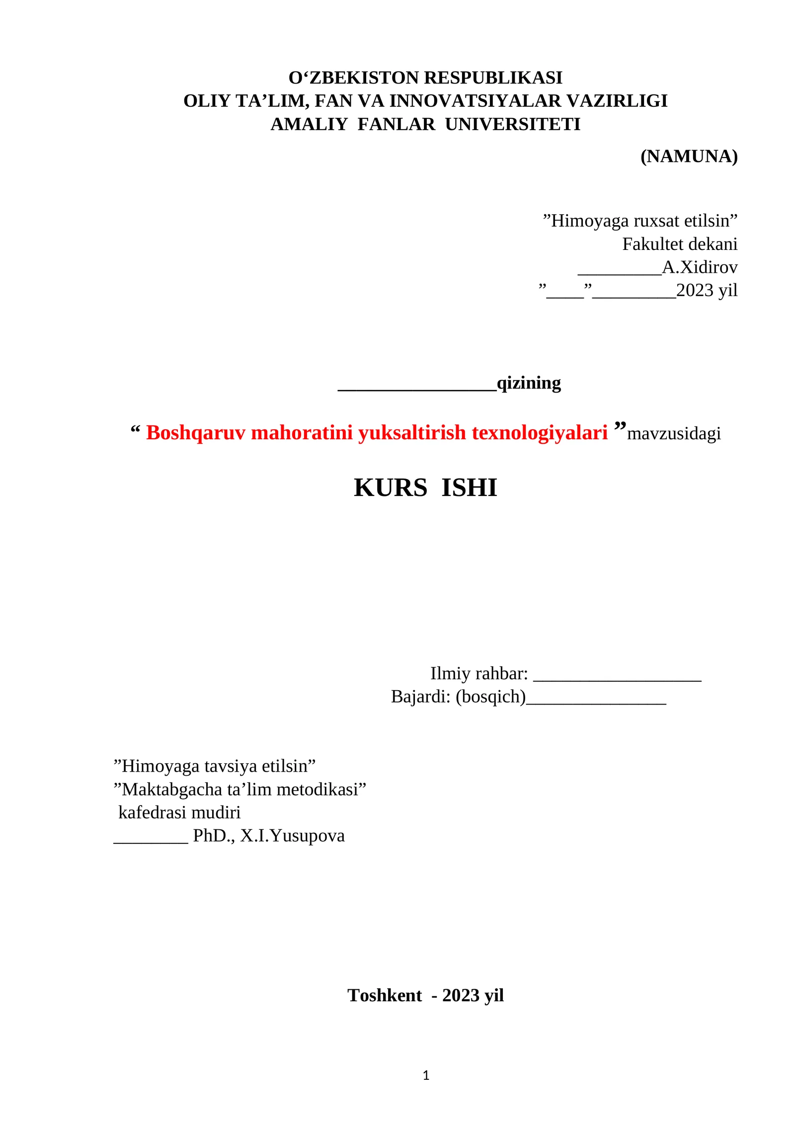 Boshqaruv mahoratini yuksaltirish texnologiyalari