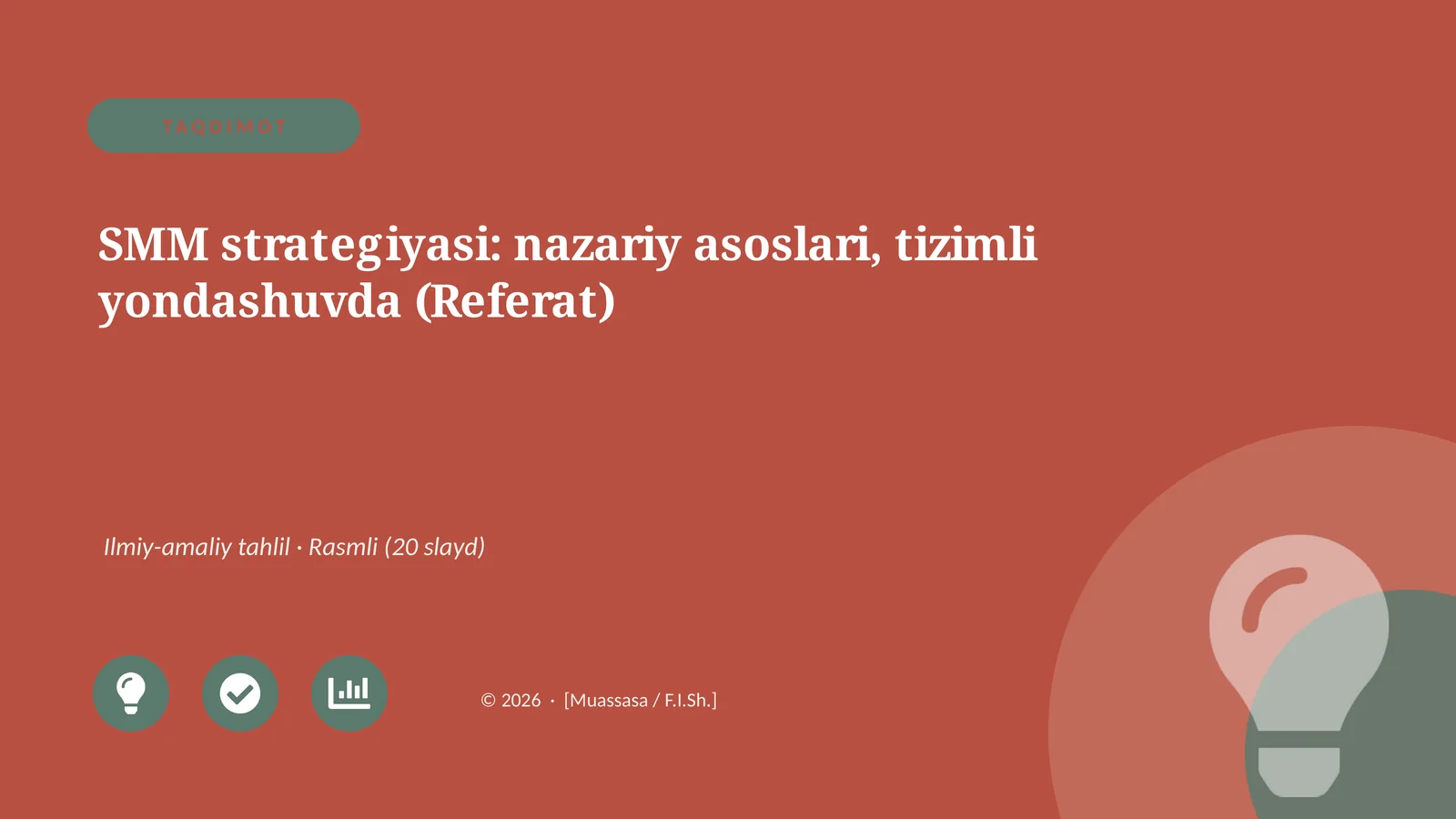 SMM strategiyasi: nazariy asoslari, tizimli yondashuvda (Referat)