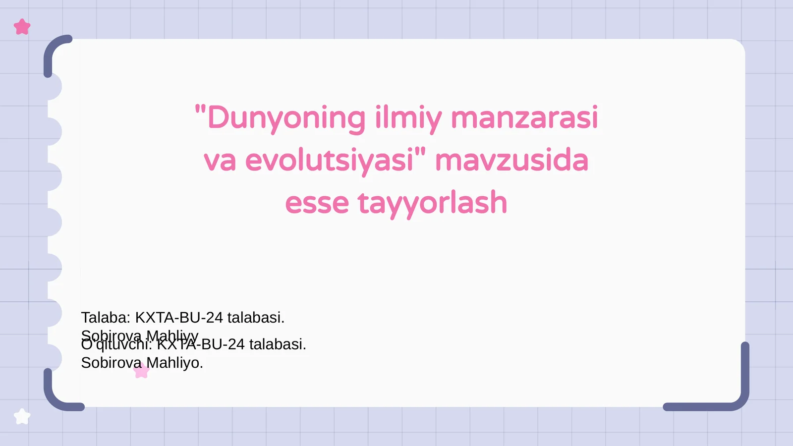 Dunyoning ilmiy manzarasi va evolutsiyasi