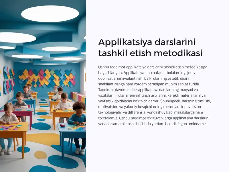 Aplikatsiya darslarini tashkil etish