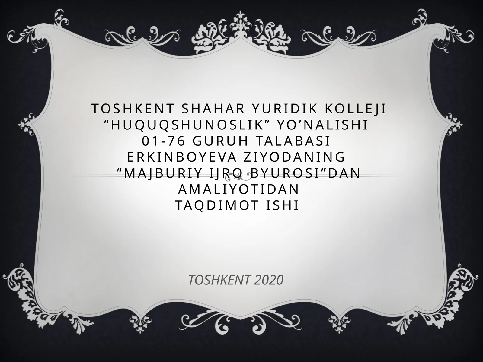“MAJBURIY IJRO BYUROSI” DAN AMALIYOTIDAN TAQDIMOT ISHI