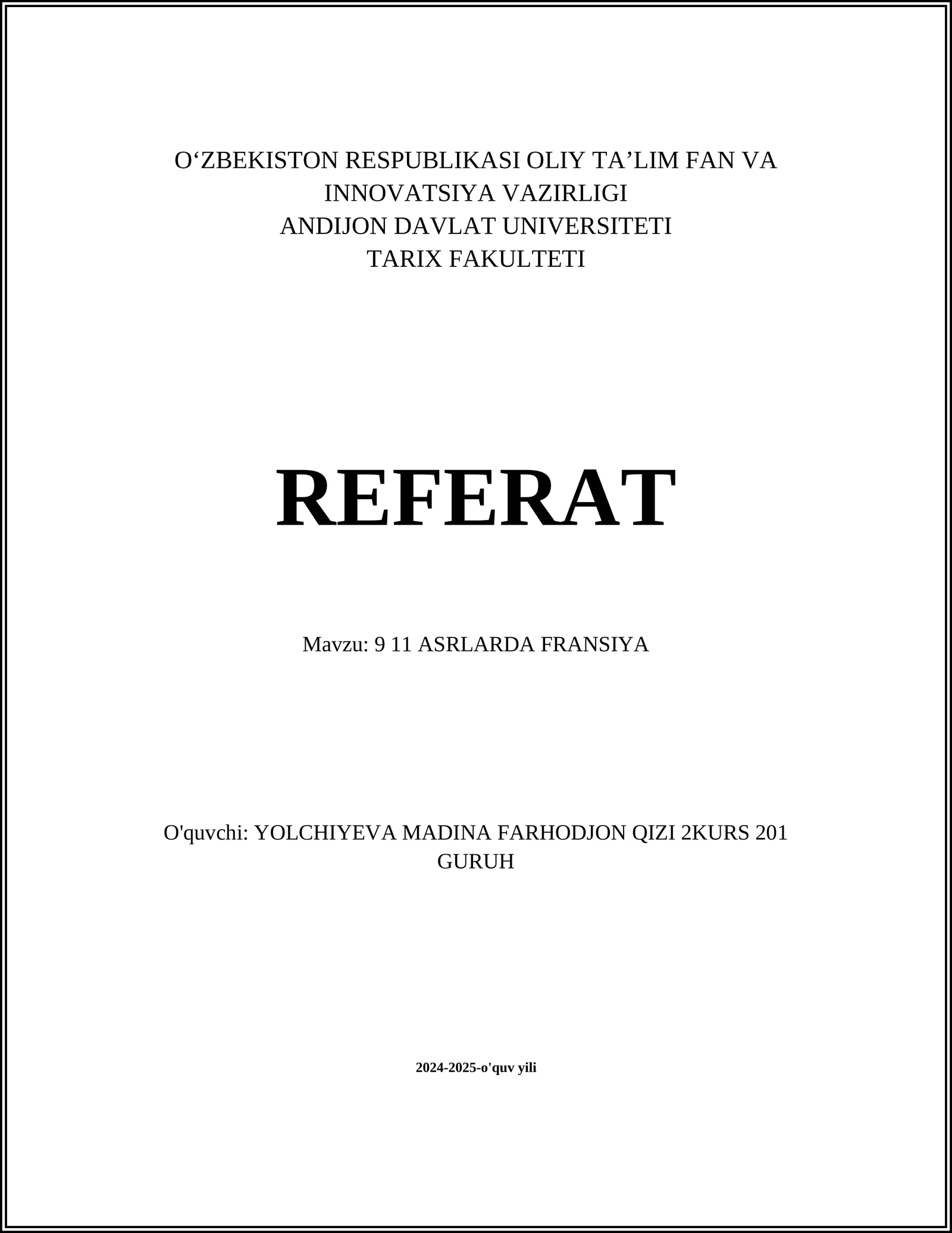 9 11 ASRLARDA FRANSIYA