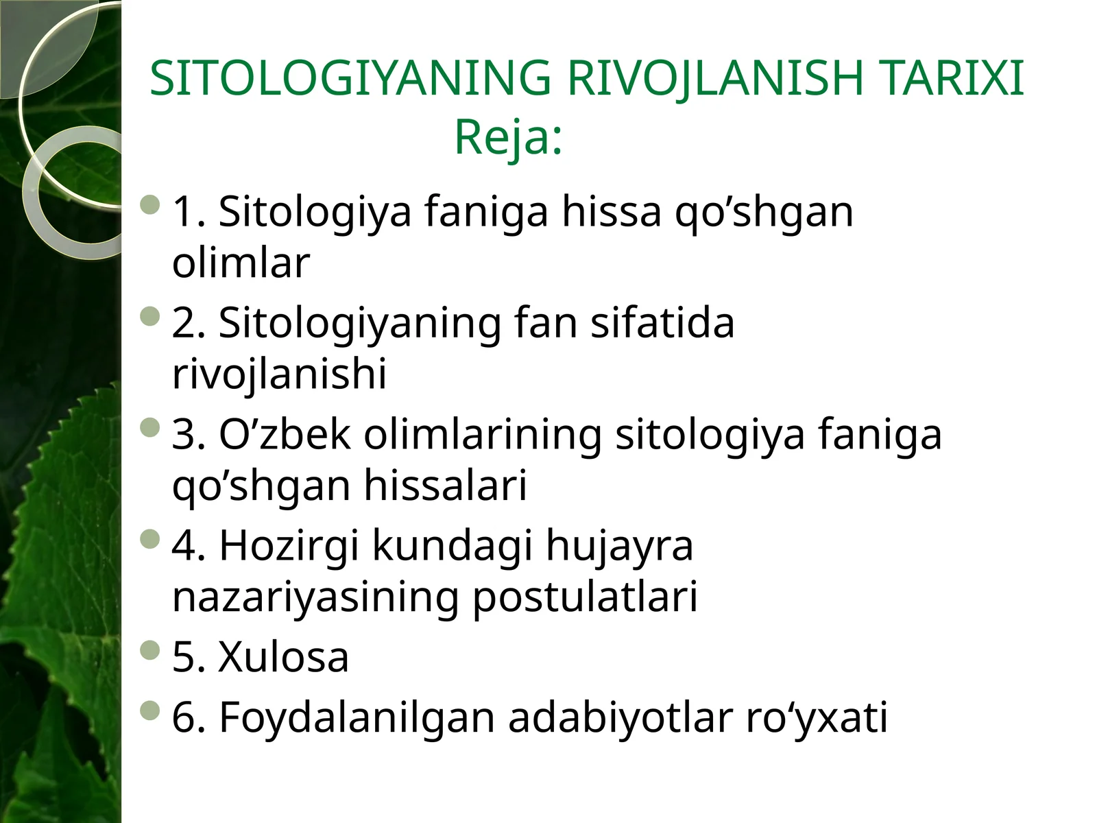 SITOLOGIYANING RIVOJLANISH TARIXI