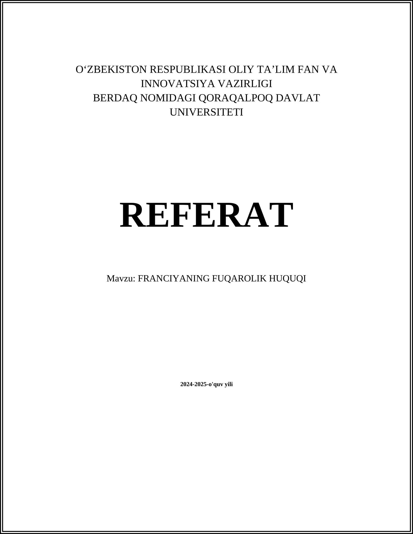 FRANCIYANING FUQAROLIK HUQUQI