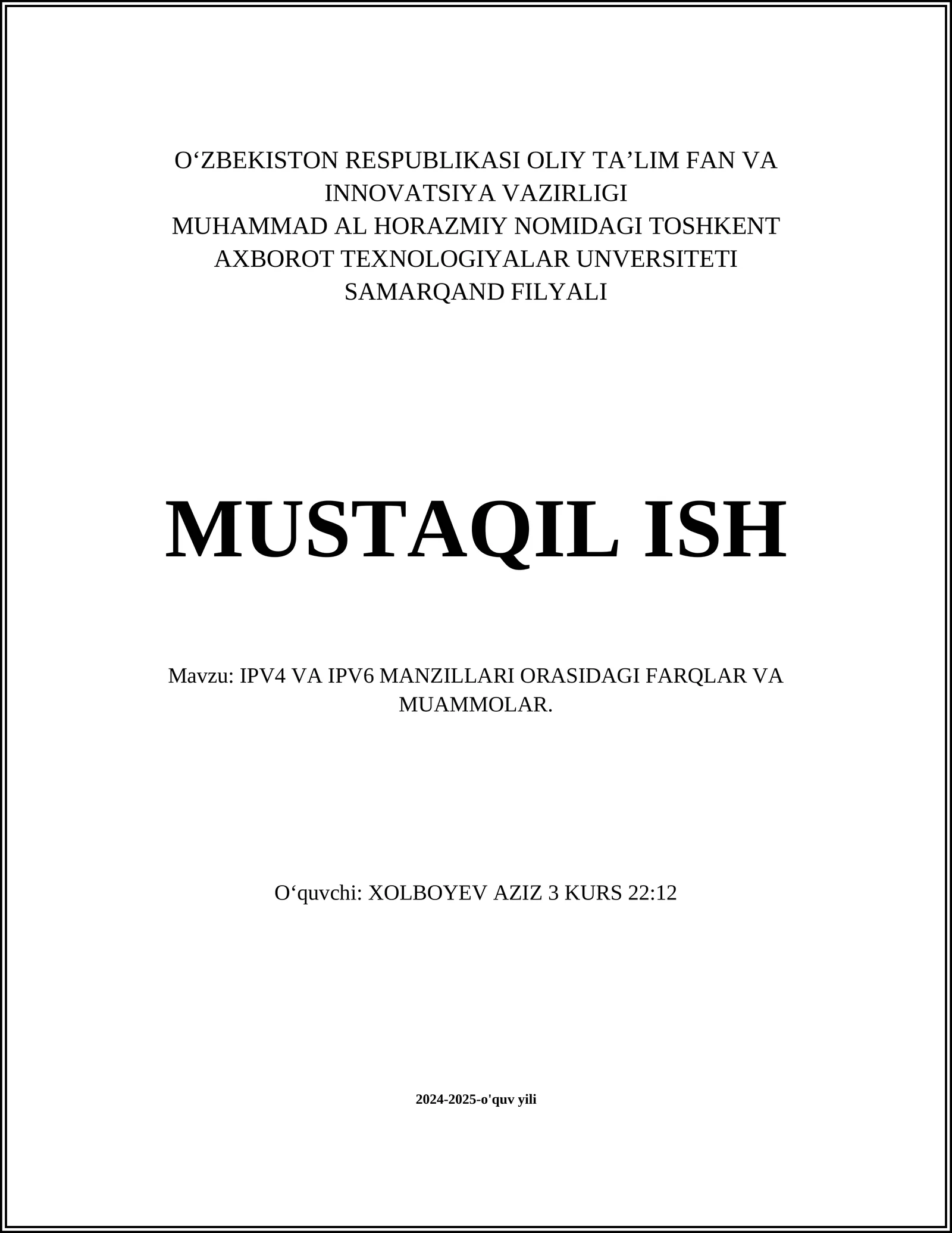 IPV4 VA IPV6 MANZILLARI ORASIDAGI FARQLAR VA MUAMMOLAR