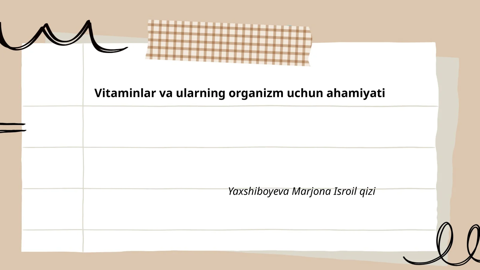 Vitaminlar va ularning organizm uchun ahamiyati