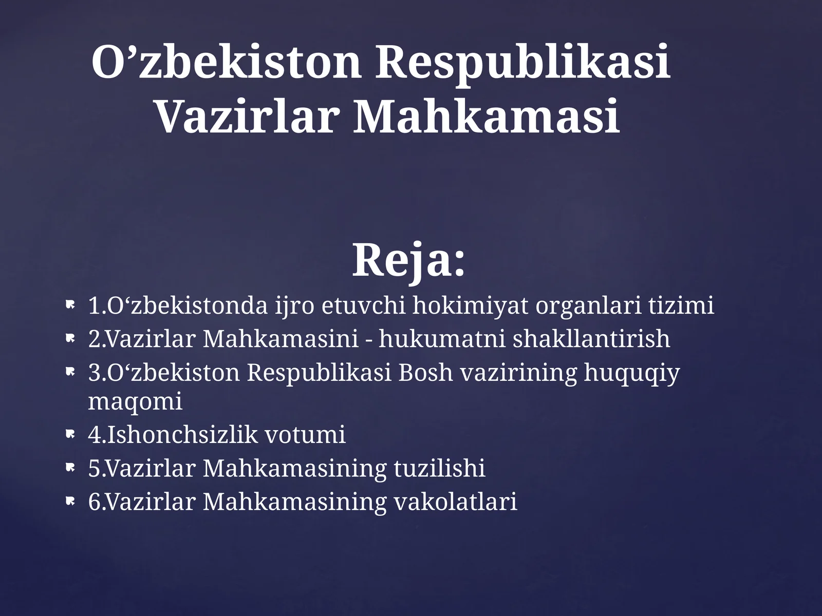 O‘zbekiston Respublikasi Vazirlar Mahkamasi