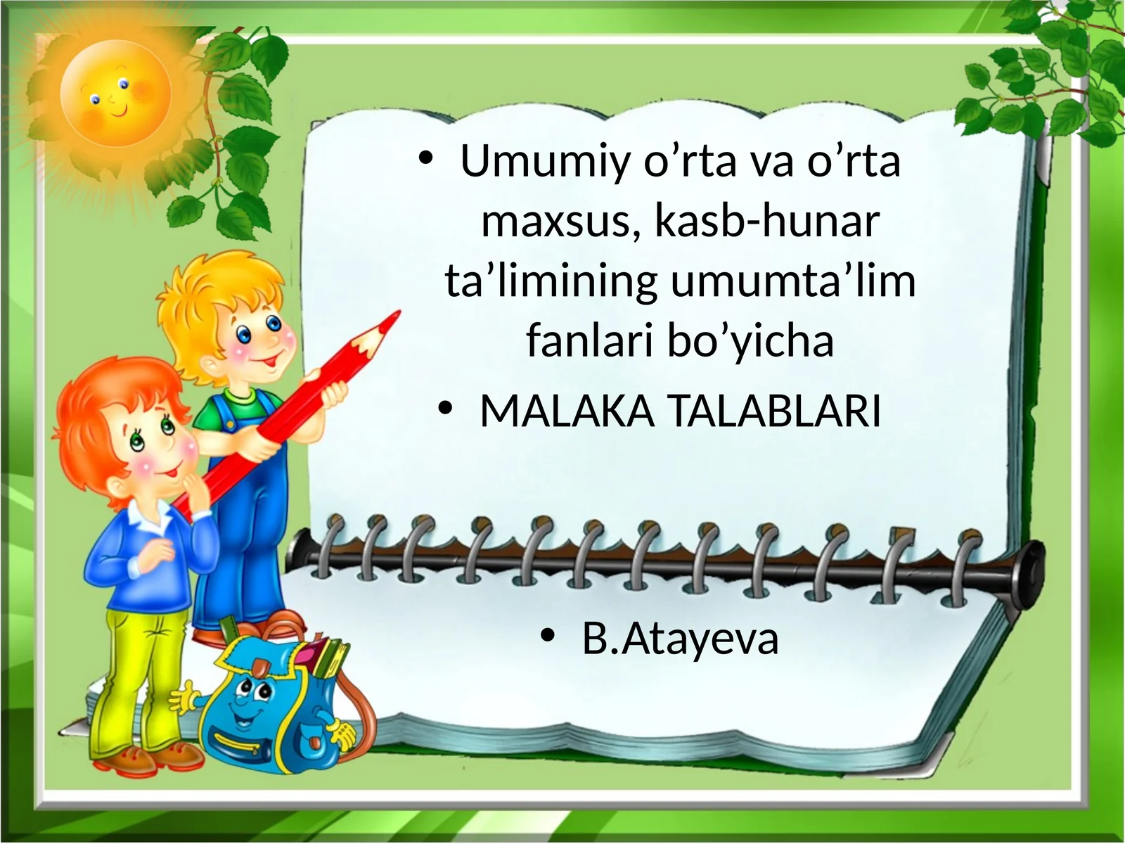 Umumiy o’rta va o’rta maxsus, kasb-hunar ta’limi