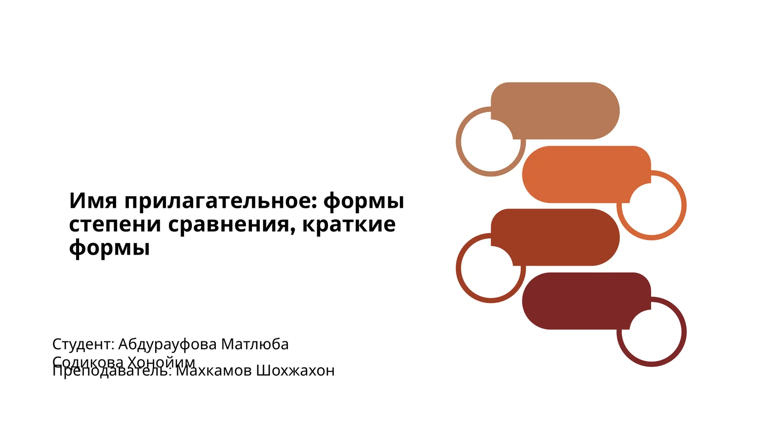 Имя прилагательное: формы степени сравнения, краткие формы