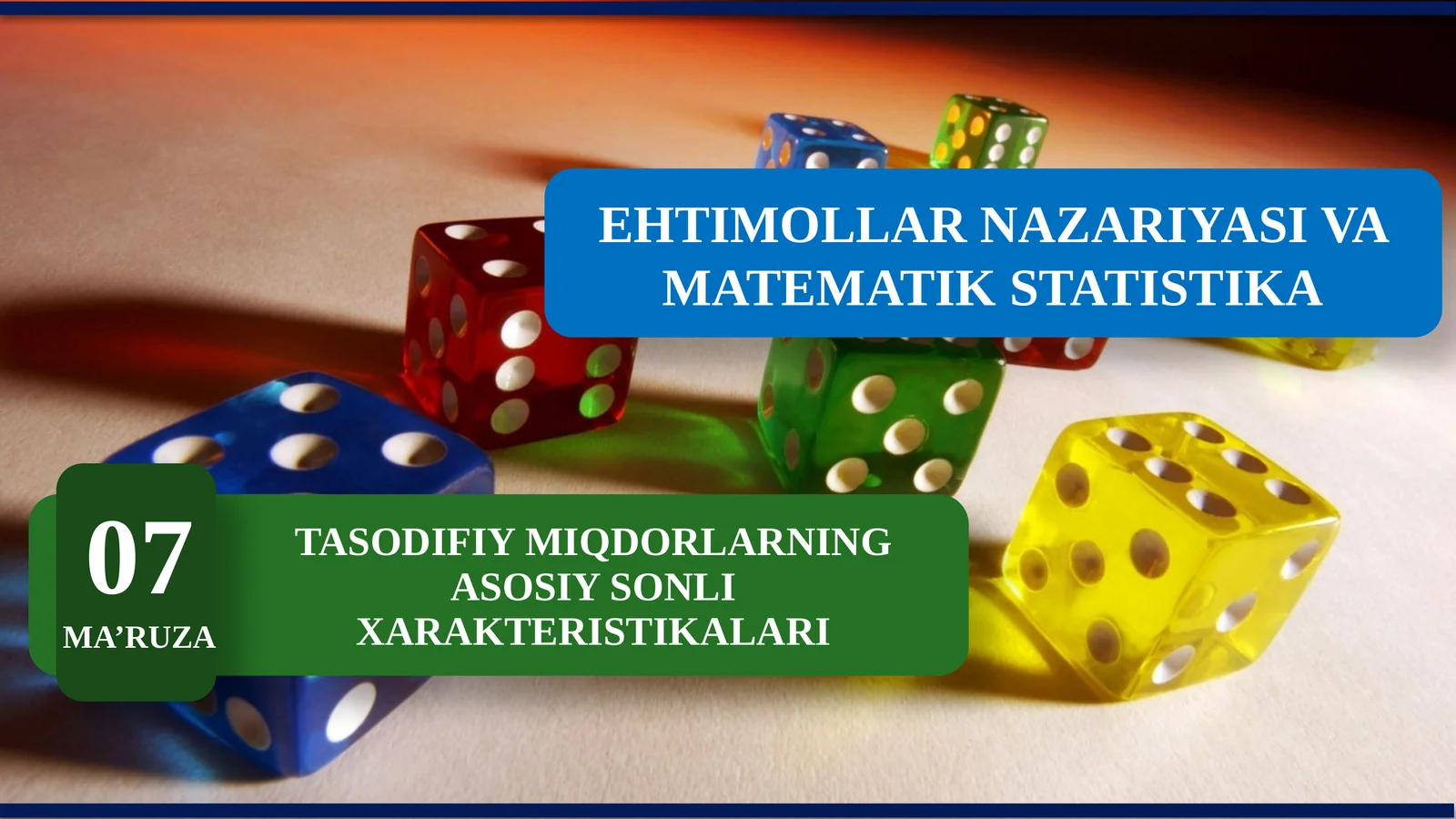 TASODIFIY MIQDORLARNING ASOSIY SONLI XARAKTERISTIKALARI