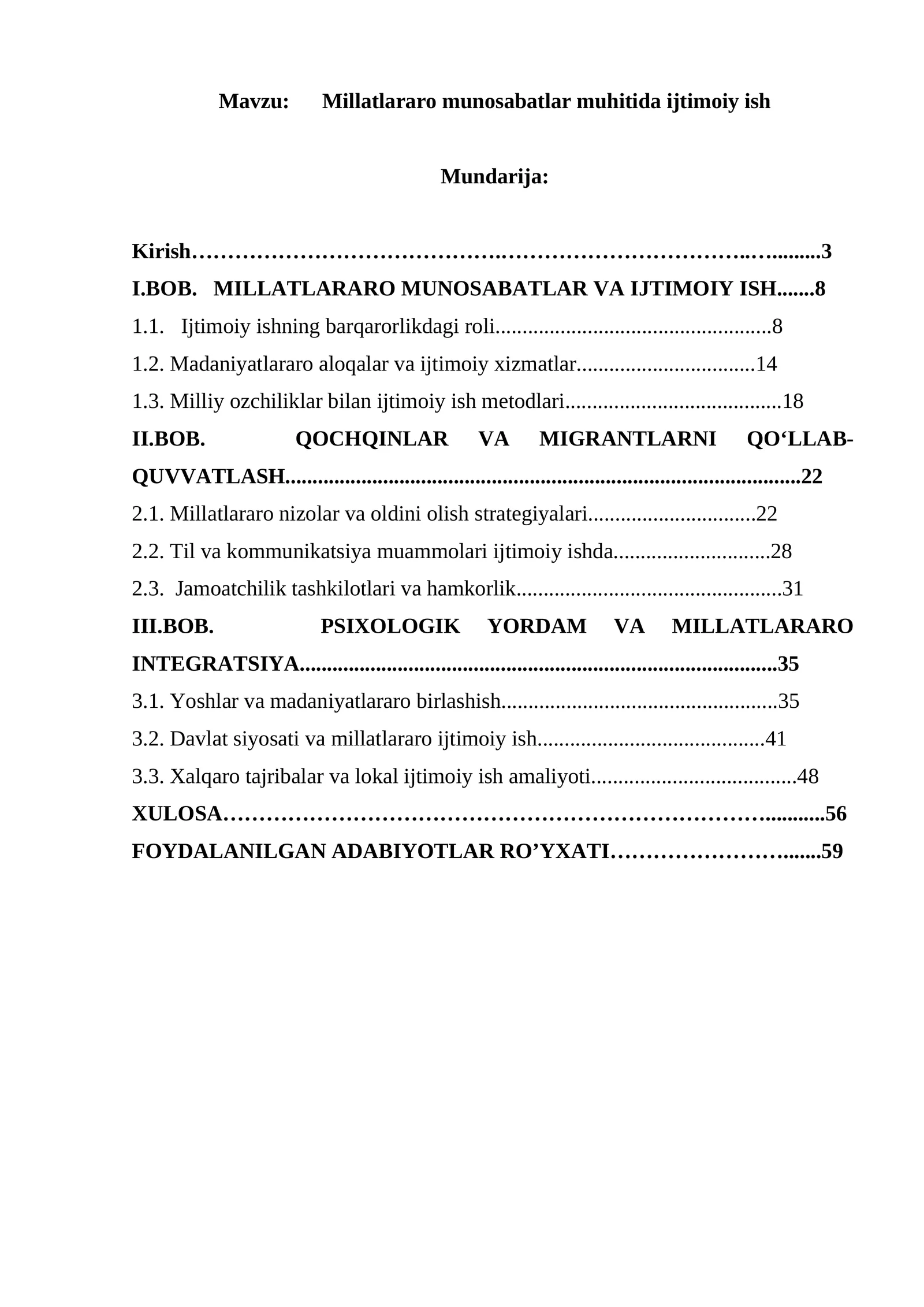 Millatlararo munosabatlar muhitida ijtimoiy ish