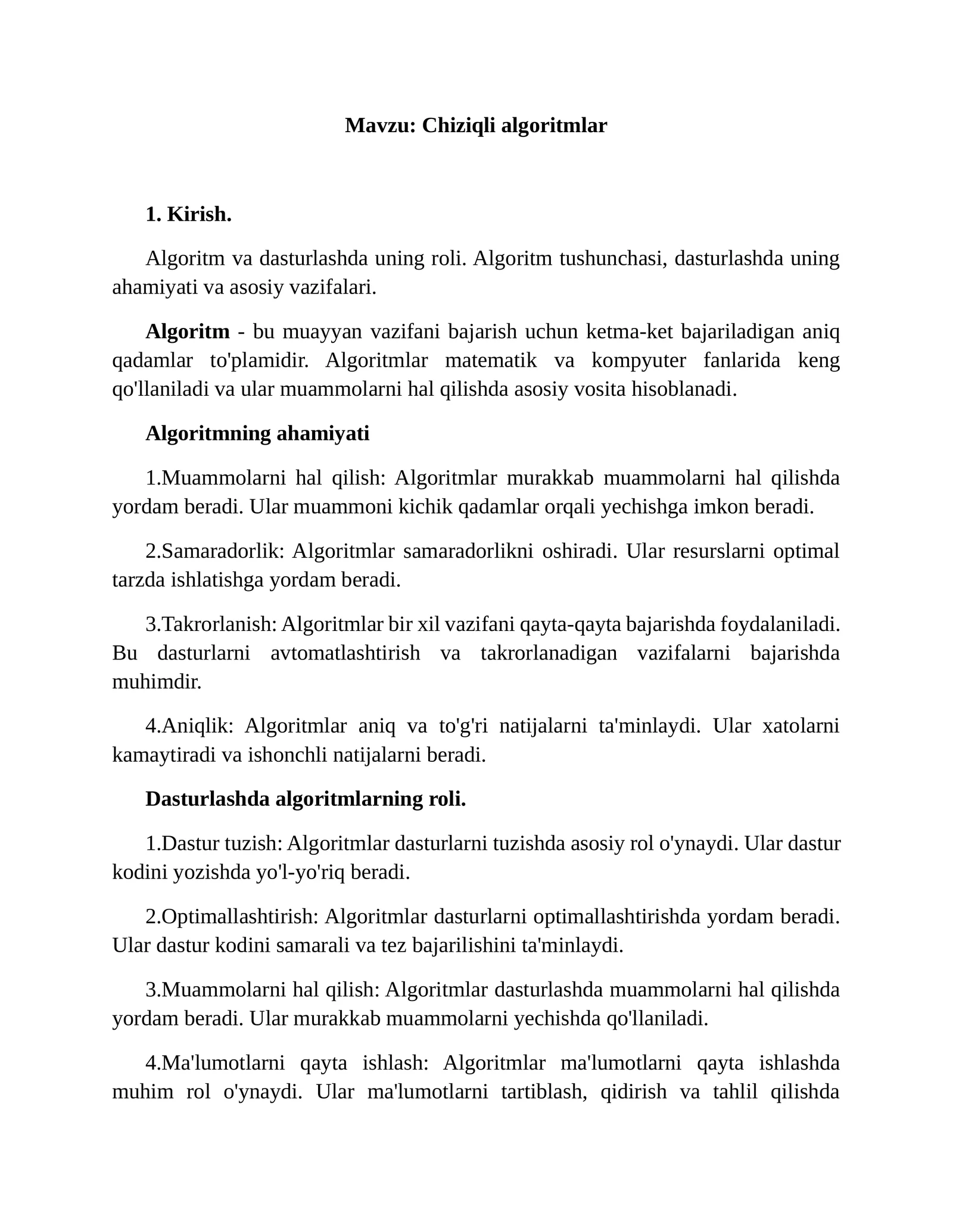 Chiziqli algoritmlar