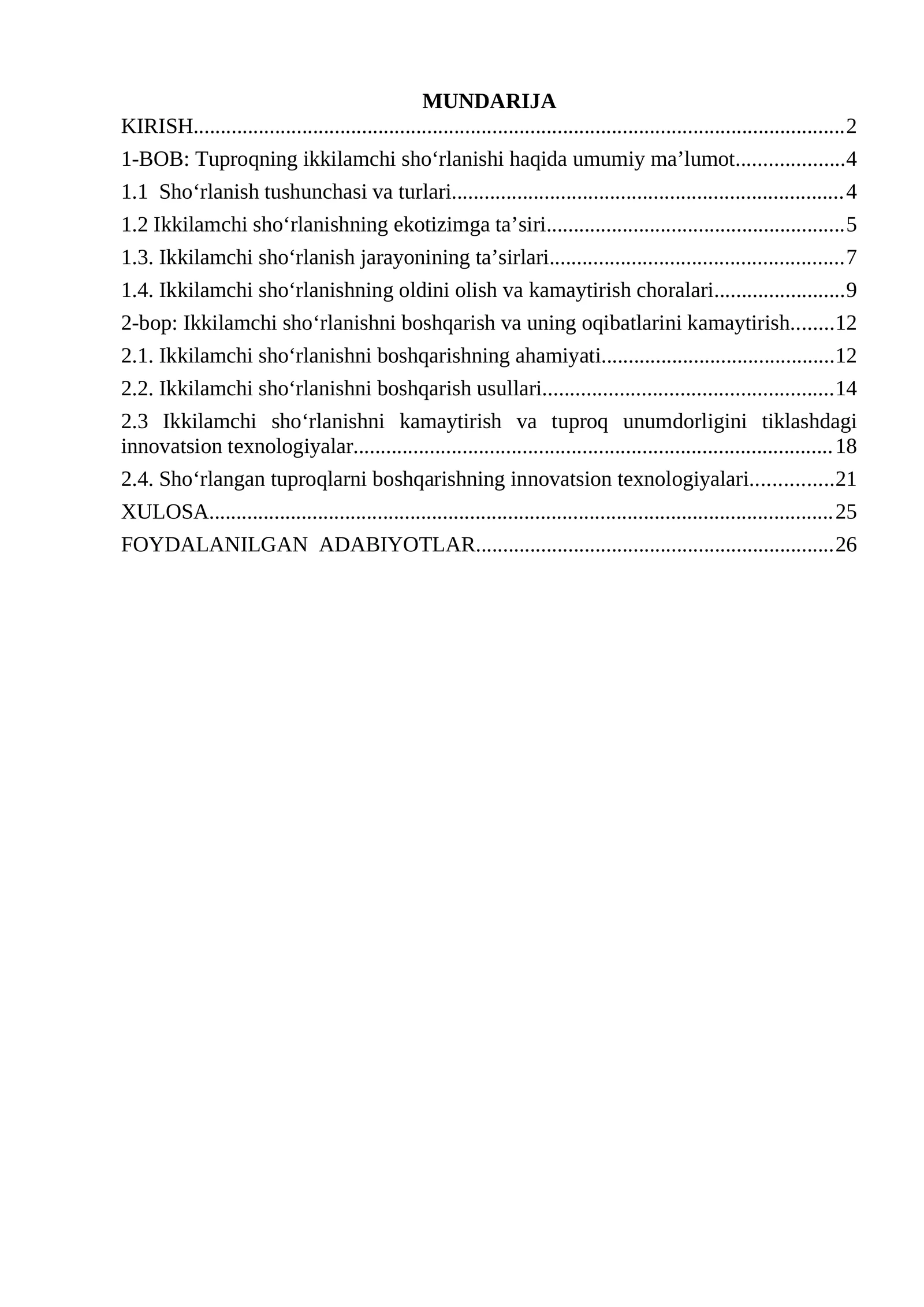 Bob: Tuproqning ikkilamchi sho‘rlanishi haqida umumiy ma’lumot