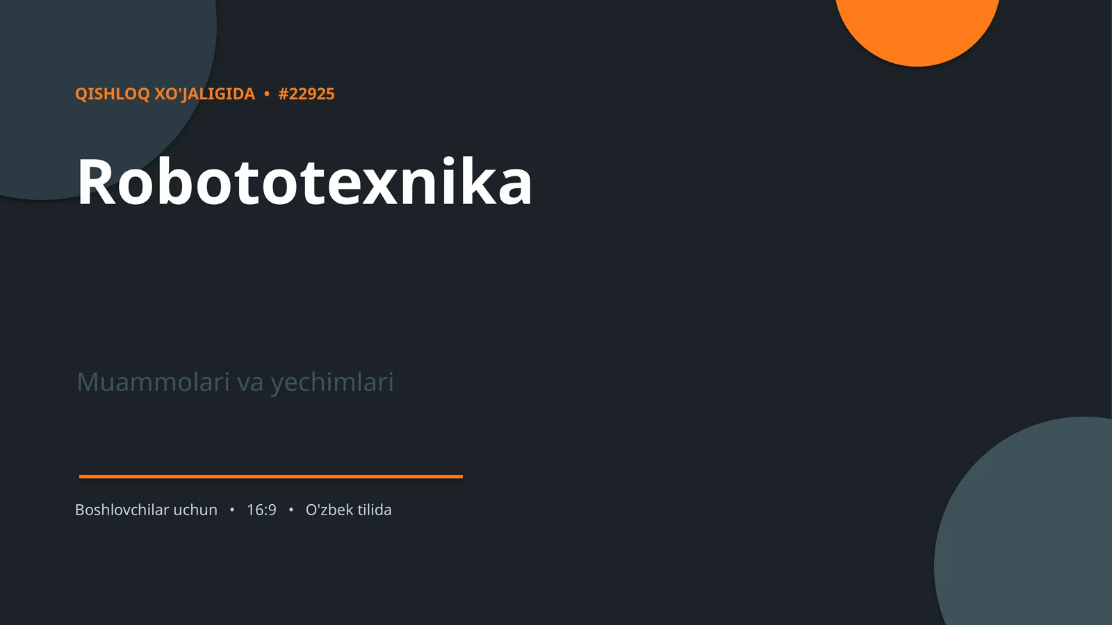 Robototexnika Muammolari va Yechimlari