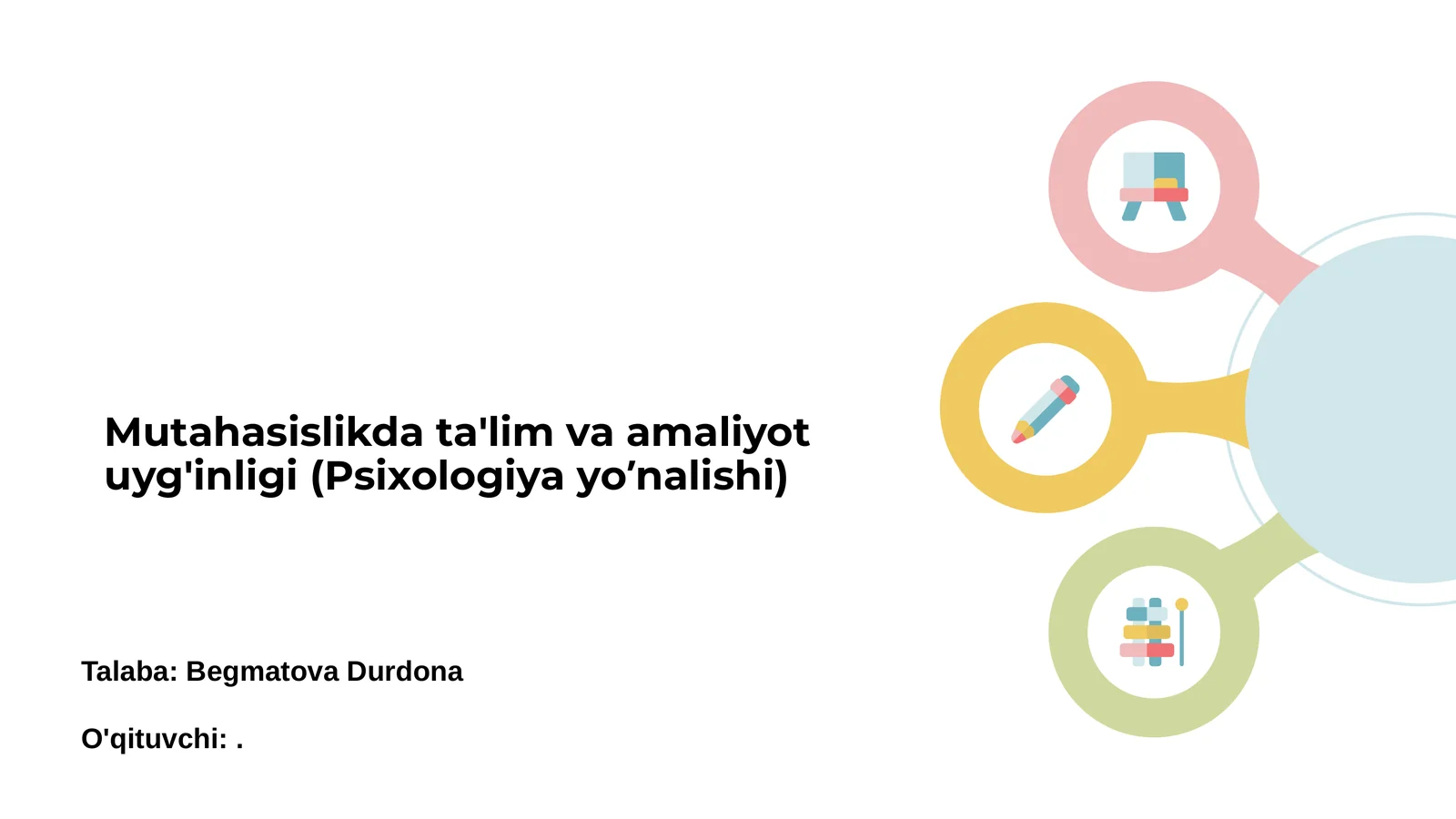 Mutahasislikda ta'lim va amaliyot uyg'inligi (Psixologiya yo’nalishi)