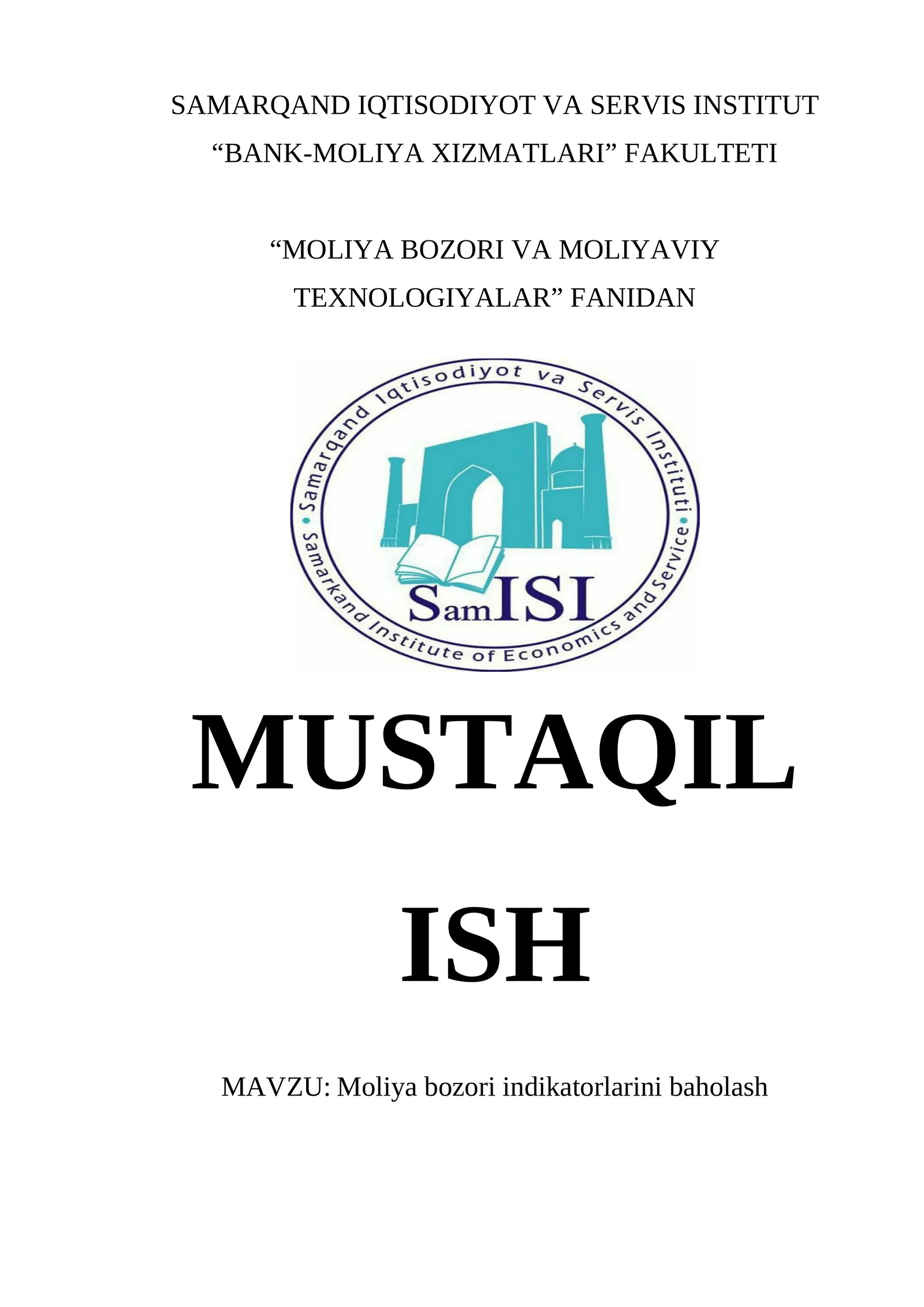 Moliya bozori indikatorlarini baholash