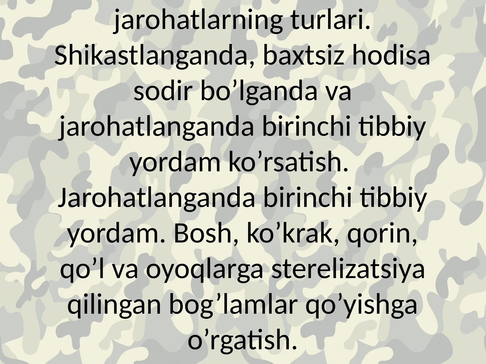 Jarohatning Turli To'g'risida