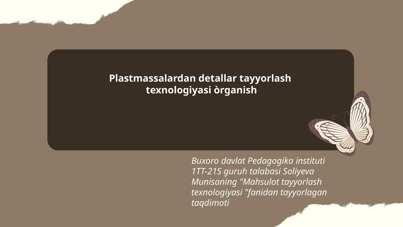 Plastmassalardan detallar tayyorlash texnologiyasi òrganish