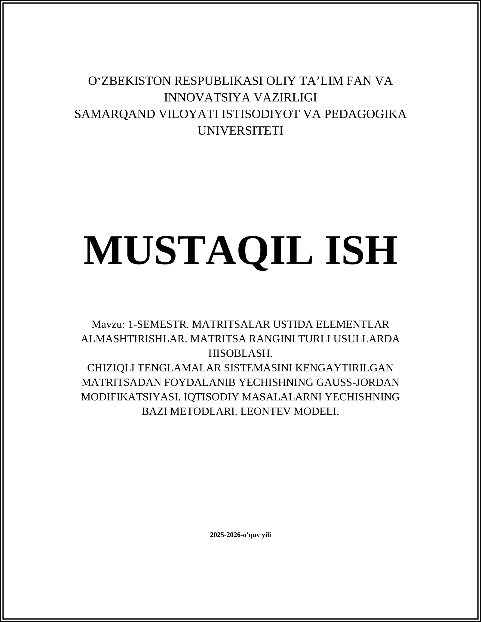 Matriksalar Ustida Qator va Ustun Elementlarini Almashtirish Operatsiyalari