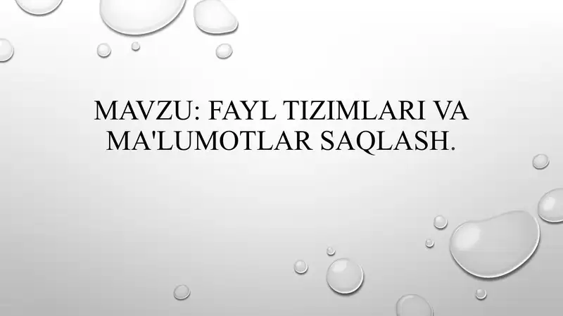 Fayltizimlarivama'lumotlarsaqlash