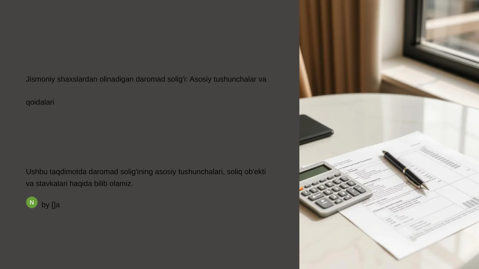 Jismoniy shaxslardan olinadigan daromad solig'i: Asosiy tushunchalar va qoidalari