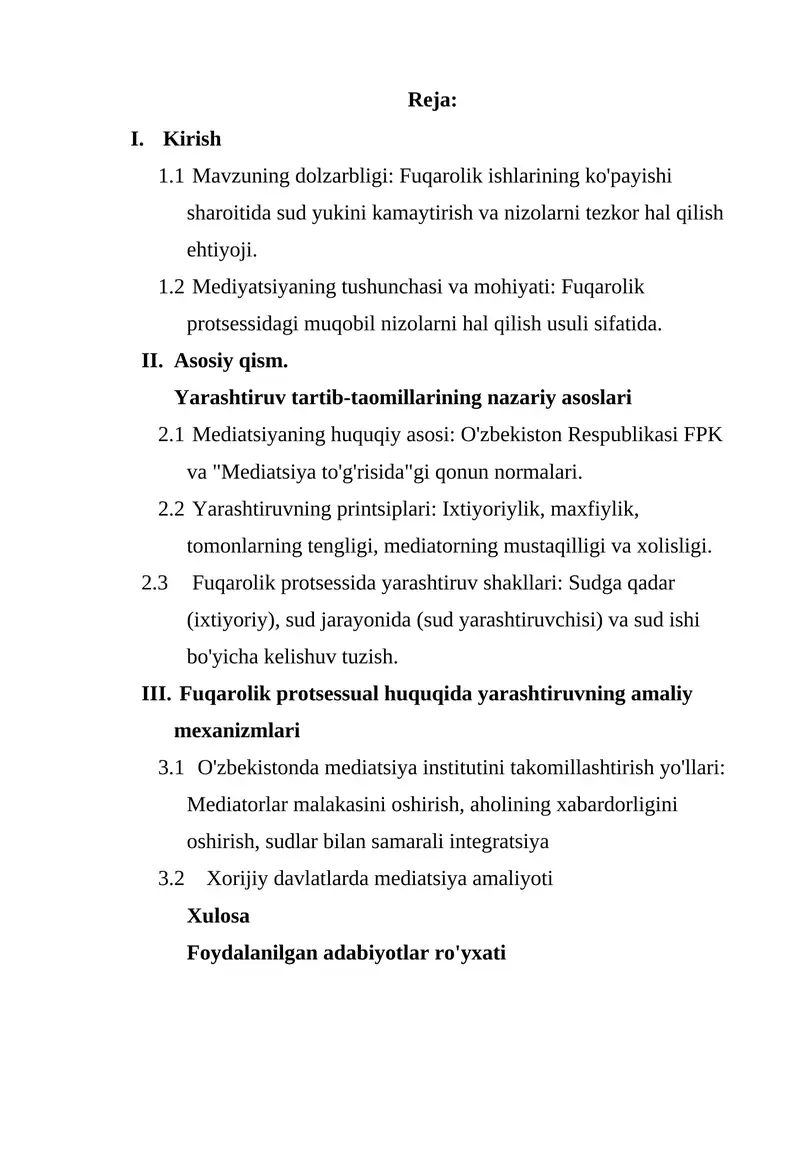 Fuqarolik protsessida yarashtiruv shakllari