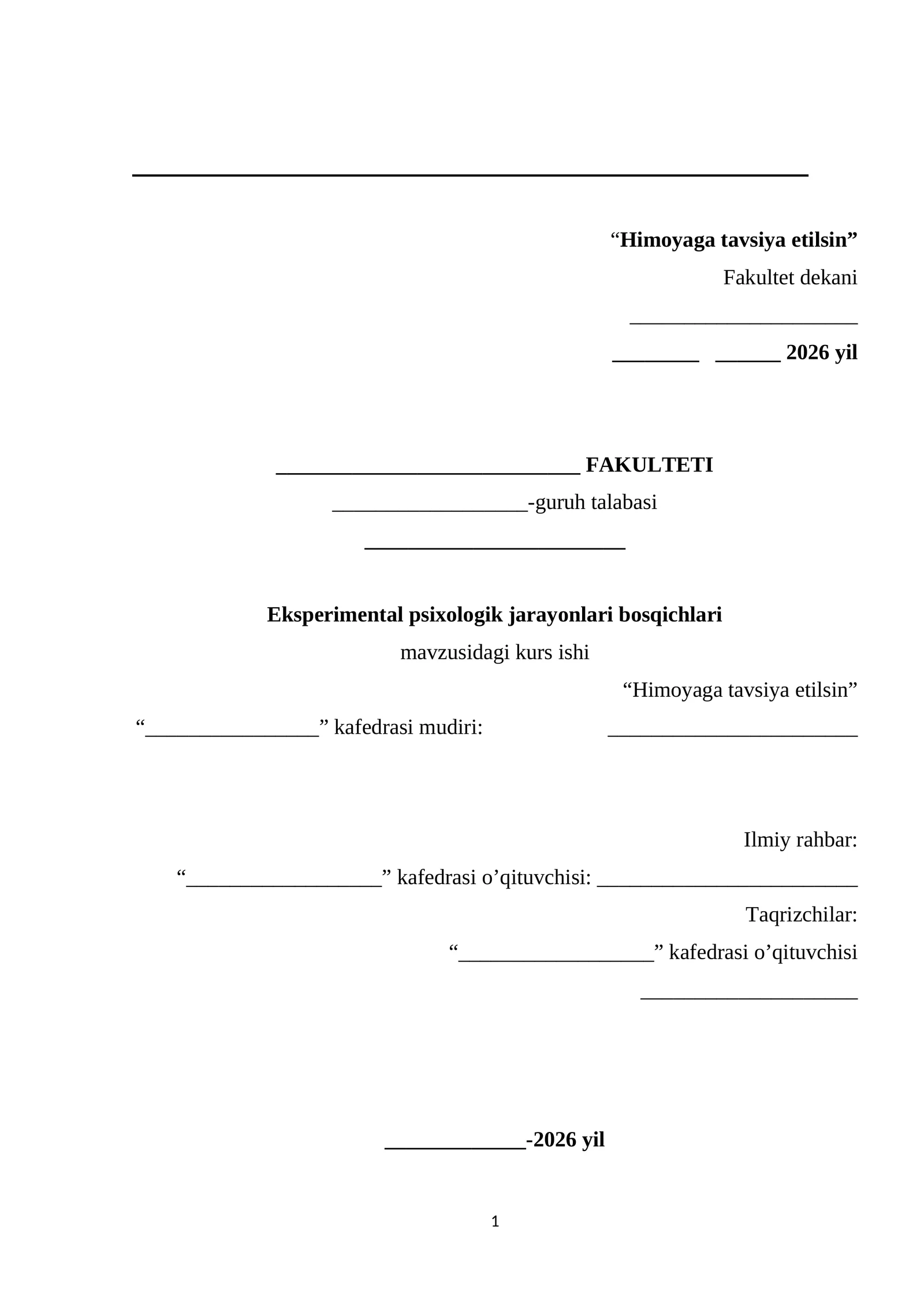 Eksperimental psixologik jarayonlari bosqichlari mavzusidagi kurs ishi