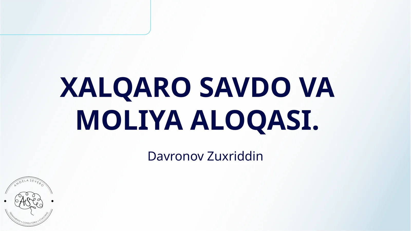 XALQARO SAVDO VA MOLIYA ALOQASI