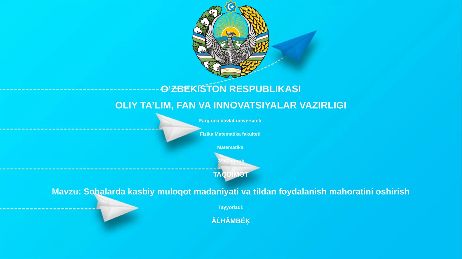 Sohalarda kasbiy muloqot madaniyati va tildan foydalanish mahoratini oshirish