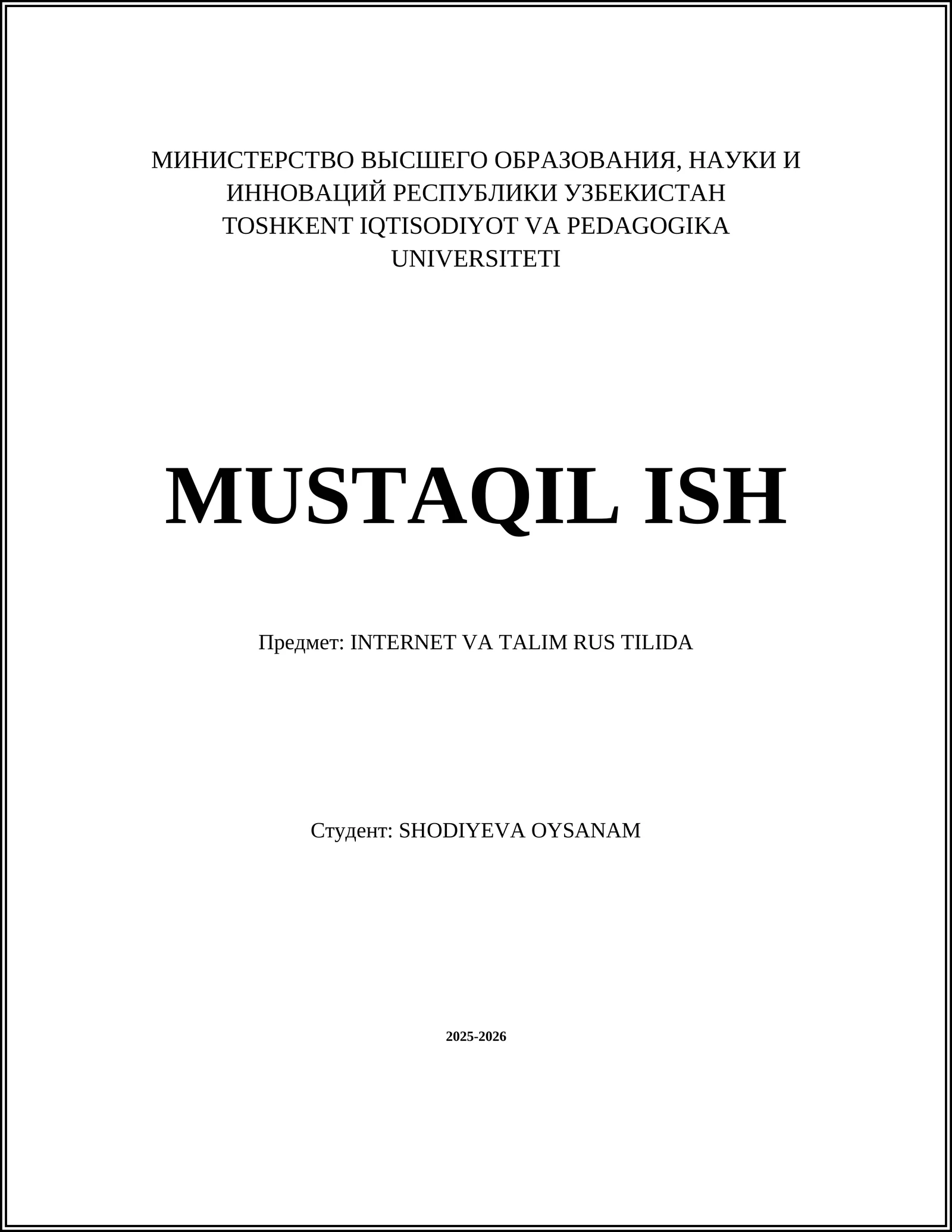 INTERNET VA TALIM RUS TILIDA