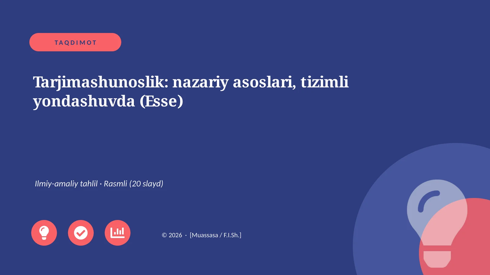 Tarjimashunoslik: nazariy asoslari, tizimli yondashuvda (Esse)