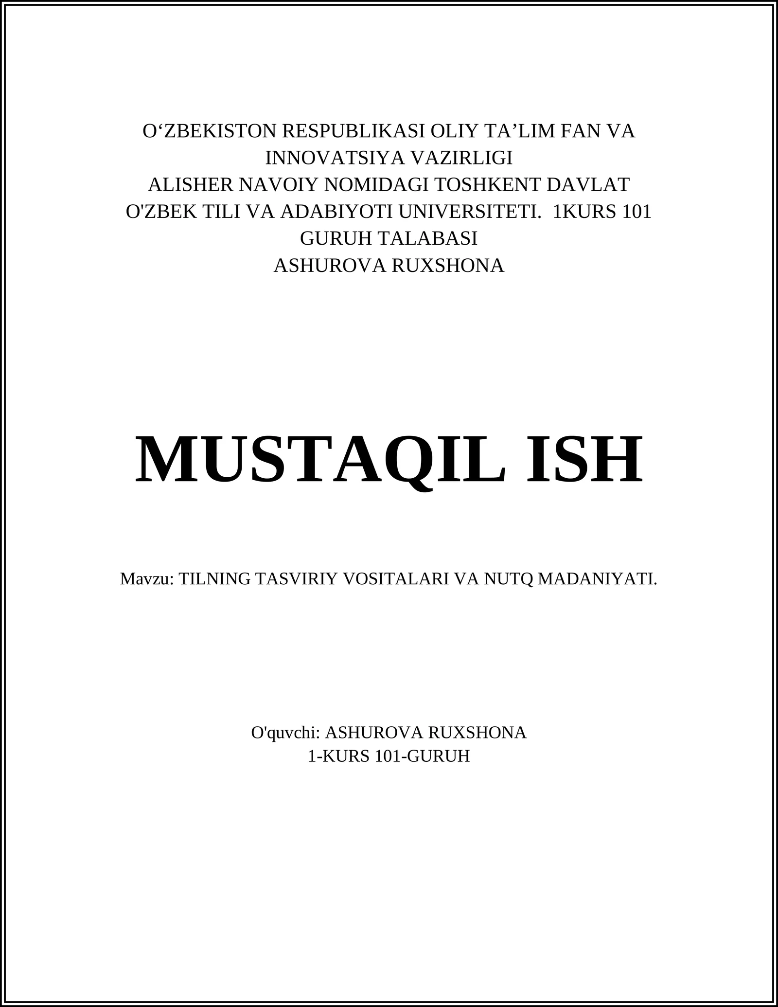 Tilning tasviriy vositalari: metafora va uning turlari